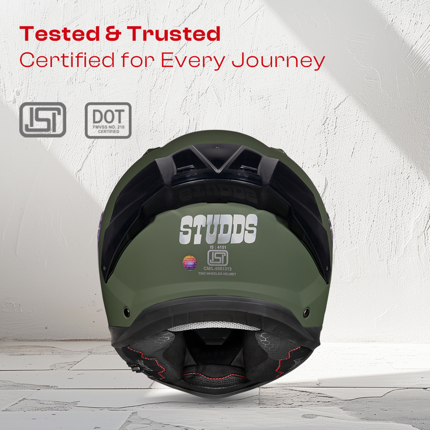 Image of STUDDS Helios Full Face ISI and DOT Certified Helmet with Antifog 100 Lens Motorbike Helmet