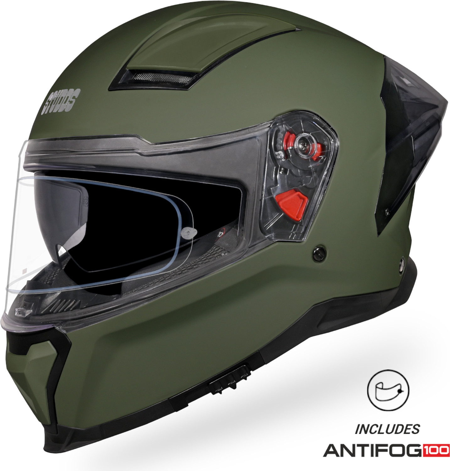 Image of STUDDS Helios Full Face ISI and DOT Certified Helmet with Antifog 100 Lens Motorbike Helmet