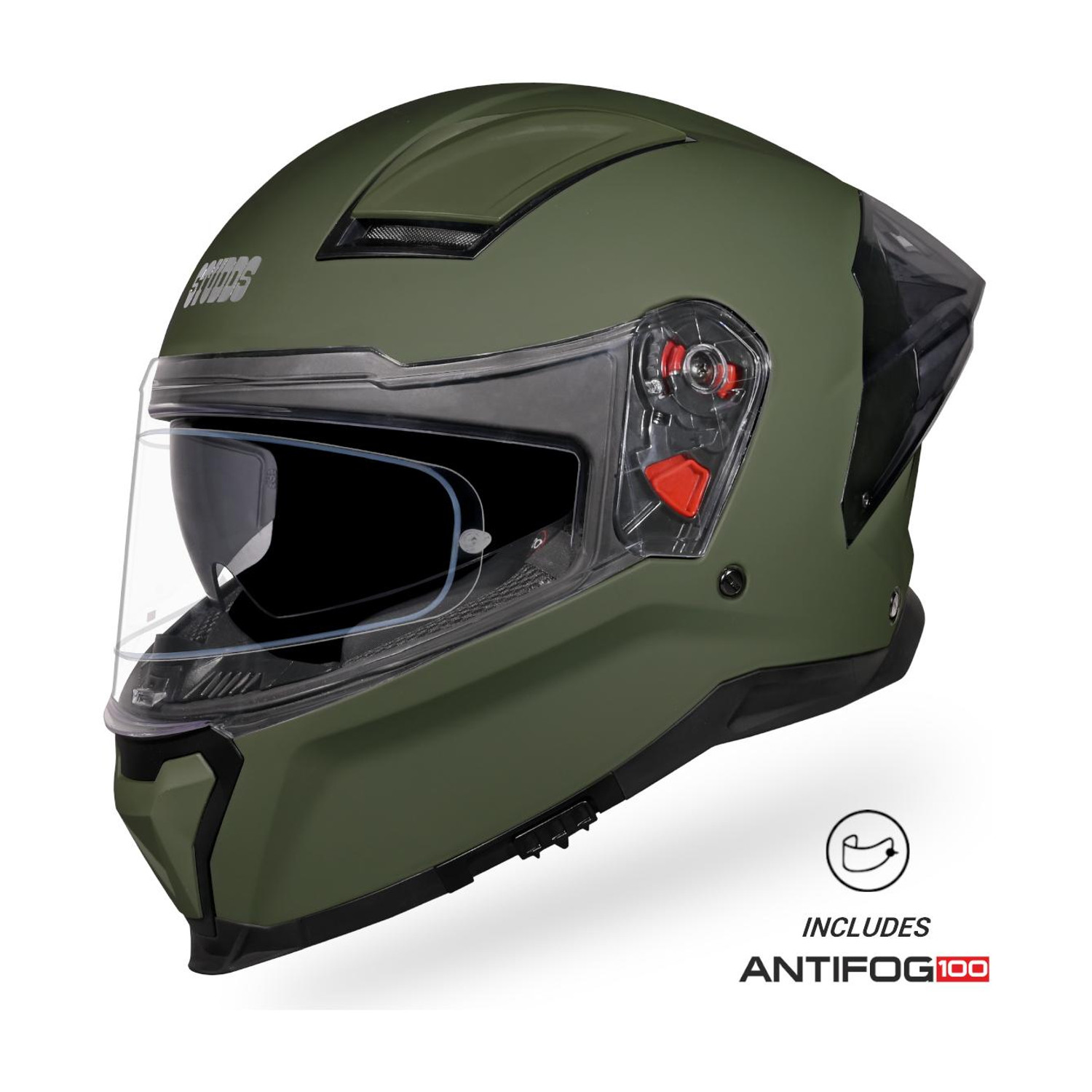 Image of STUDDS Helios Full Face ISI and DOT Certified Helmet with Antifog 100 Lens Motorbike Helmet