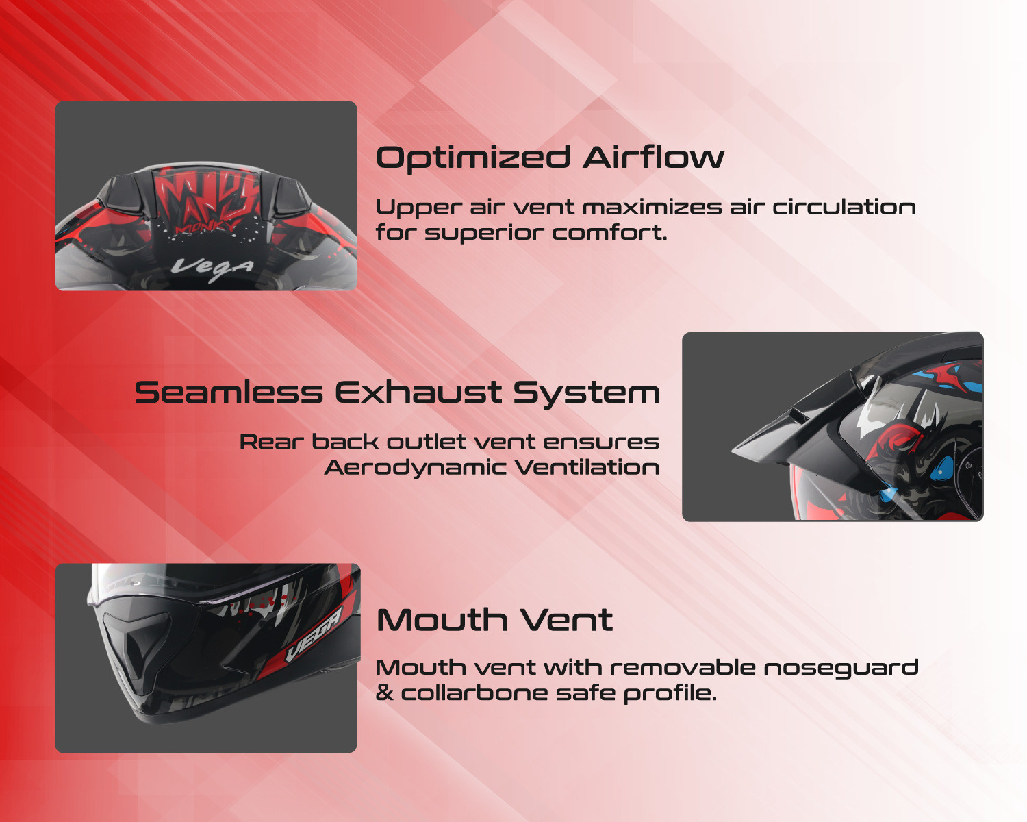 Image of VEGA Rapid Mandy Monkey DV with Spoiler and Extra Smoke Visor Motorbike Helmet