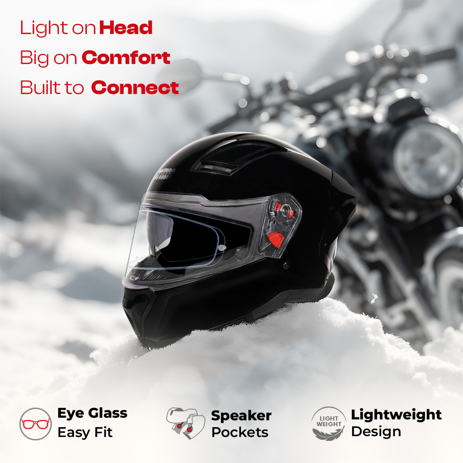 Image of STUDDS Helios Full Face ISI and DOT Certified Helmet with Antifog 100 Lens Motorbike Helmet