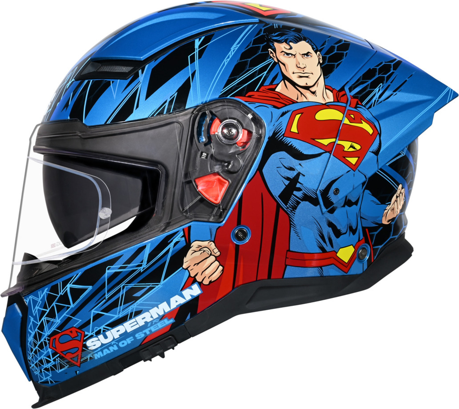 Image of STUDDS Helios Superman Edition ISI and DOT Certified Helmet with Antifog 100 Motorbike Helmet