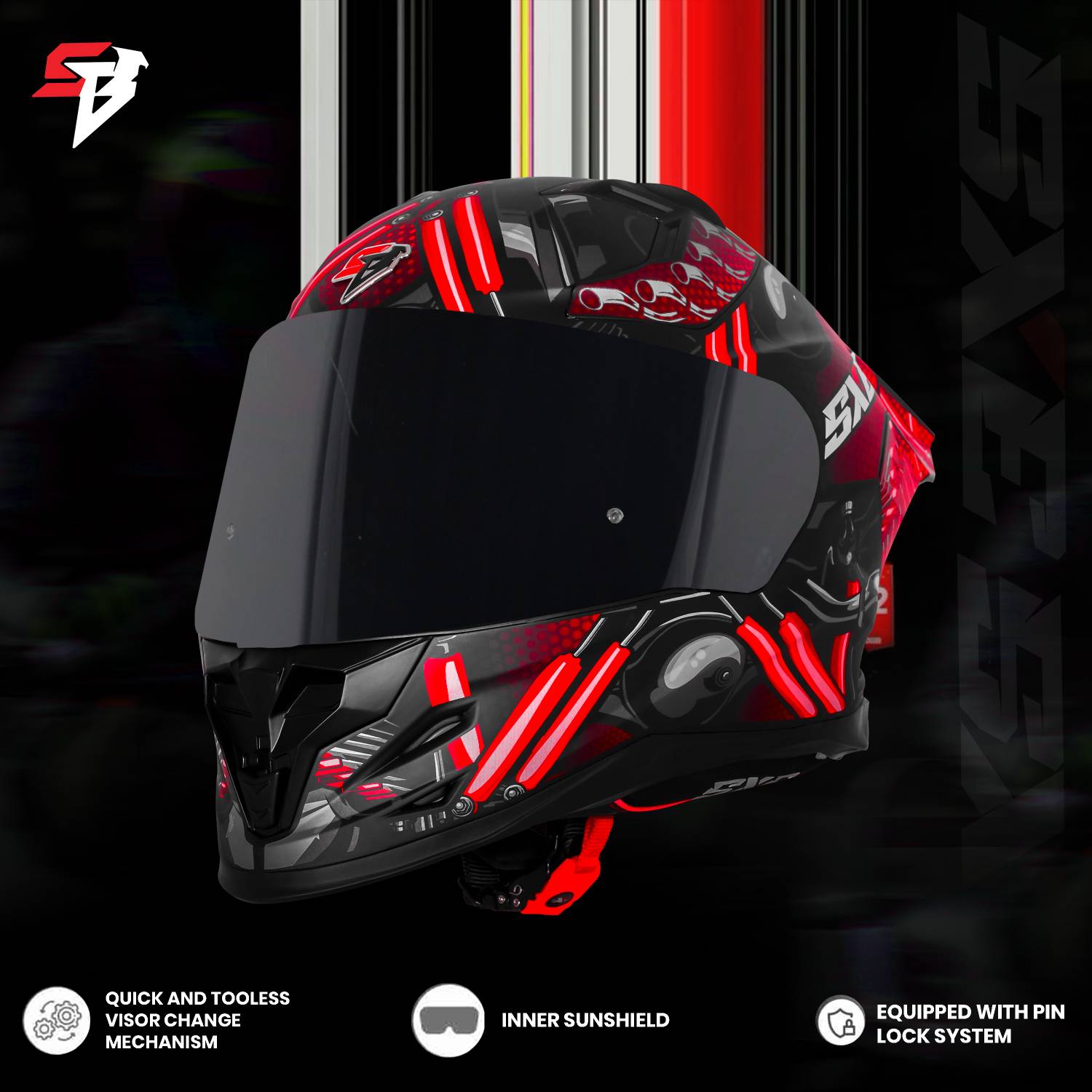Steelbird SBH 61 SXE X2 Full Face Motorbike Helmet - Image 2