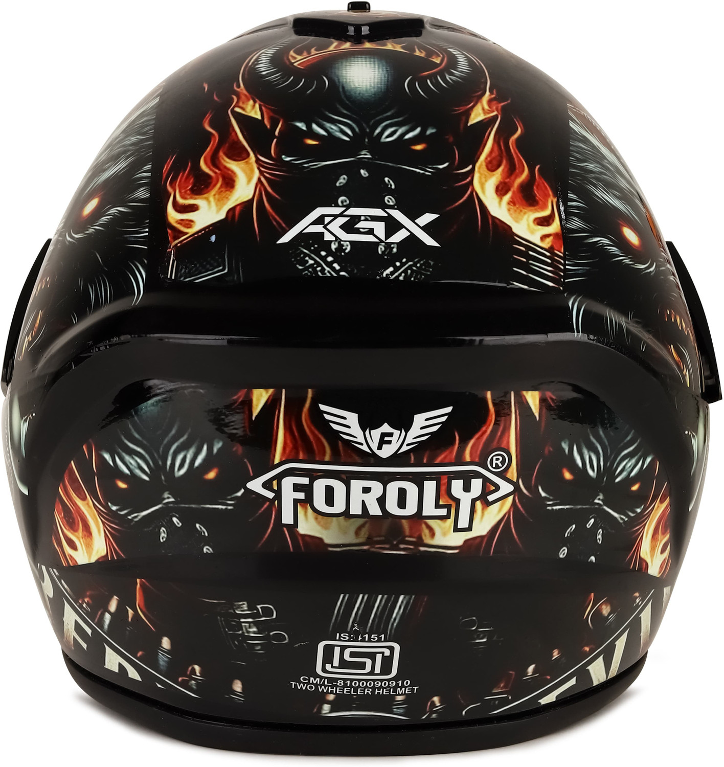 Image of Agx Fighter Devil HD Graphics with Anti UV PC Visor ABS Material Unisex Motorbike Helmet (Multicolor)