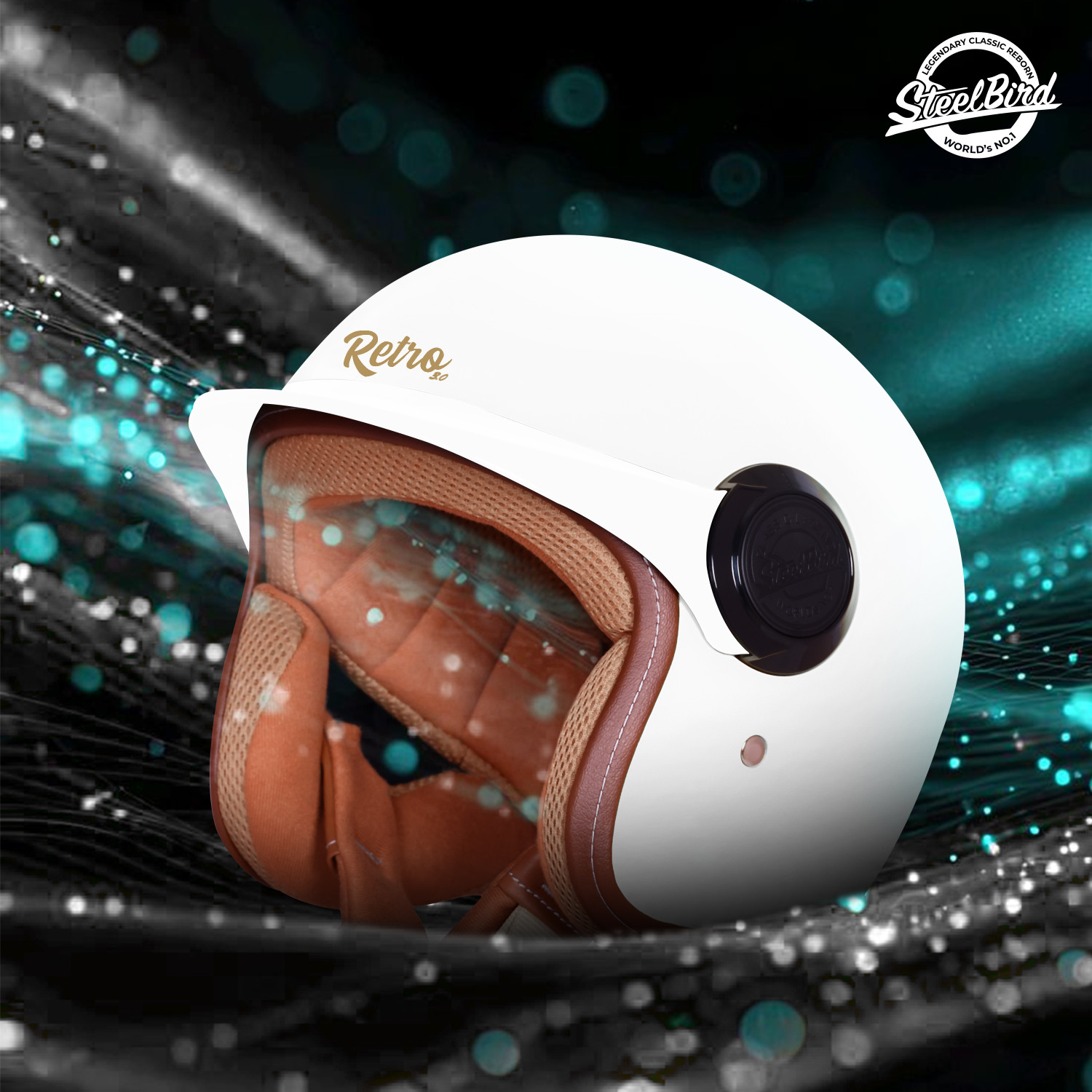 Image of Steelbird SBH-65 3.0 Retro With Peak Cap ISI And DOT Certified Open Face Helmet Motorbike Helmet