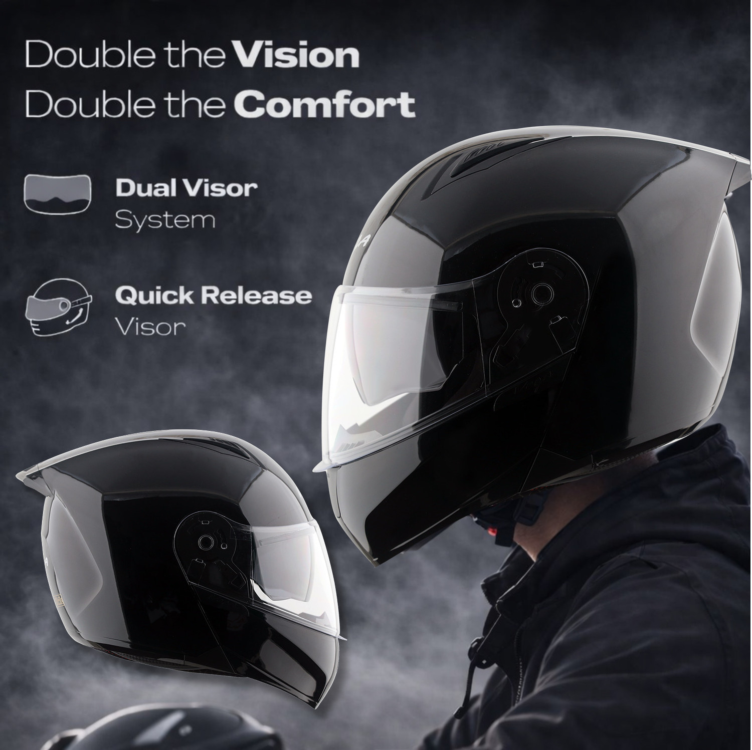 Image of VEGA VM-02 Spike DV Motorbike Helmet