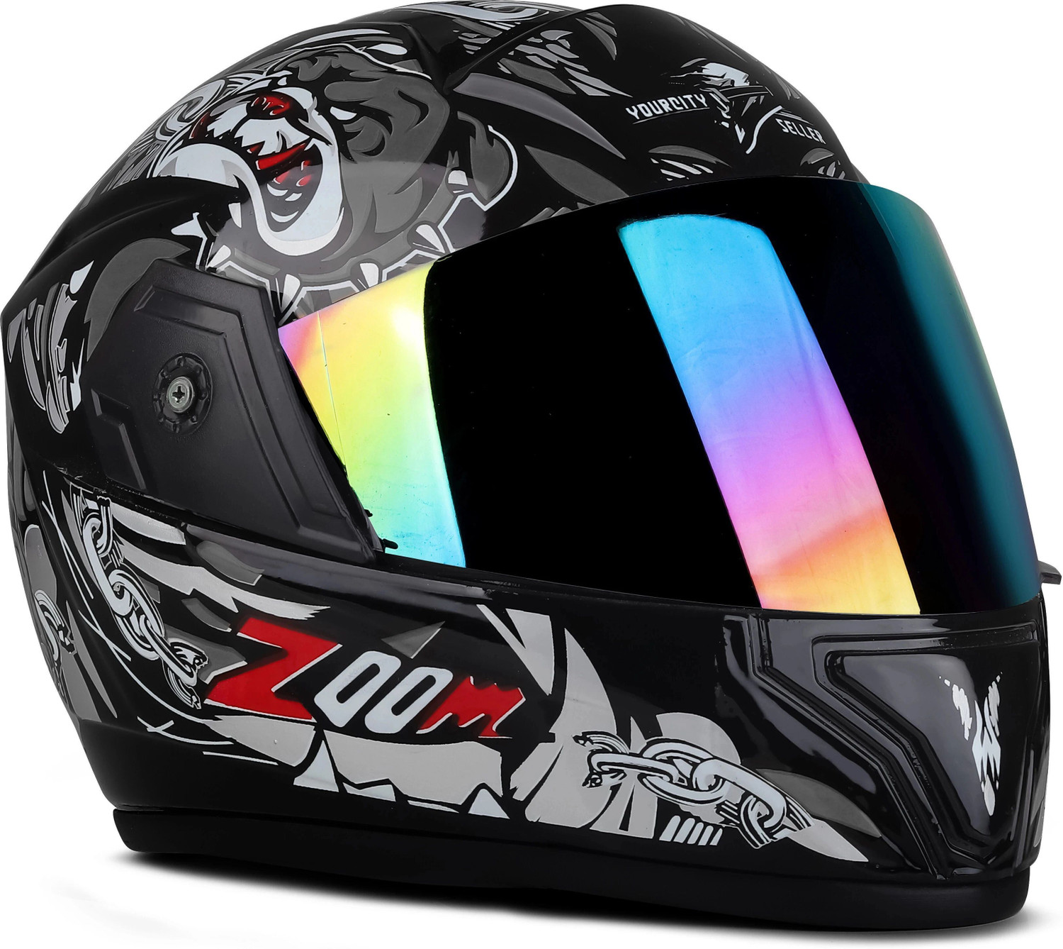 Image of YOURCITYSELLER super sliver rambo glass Motorbike Helmet