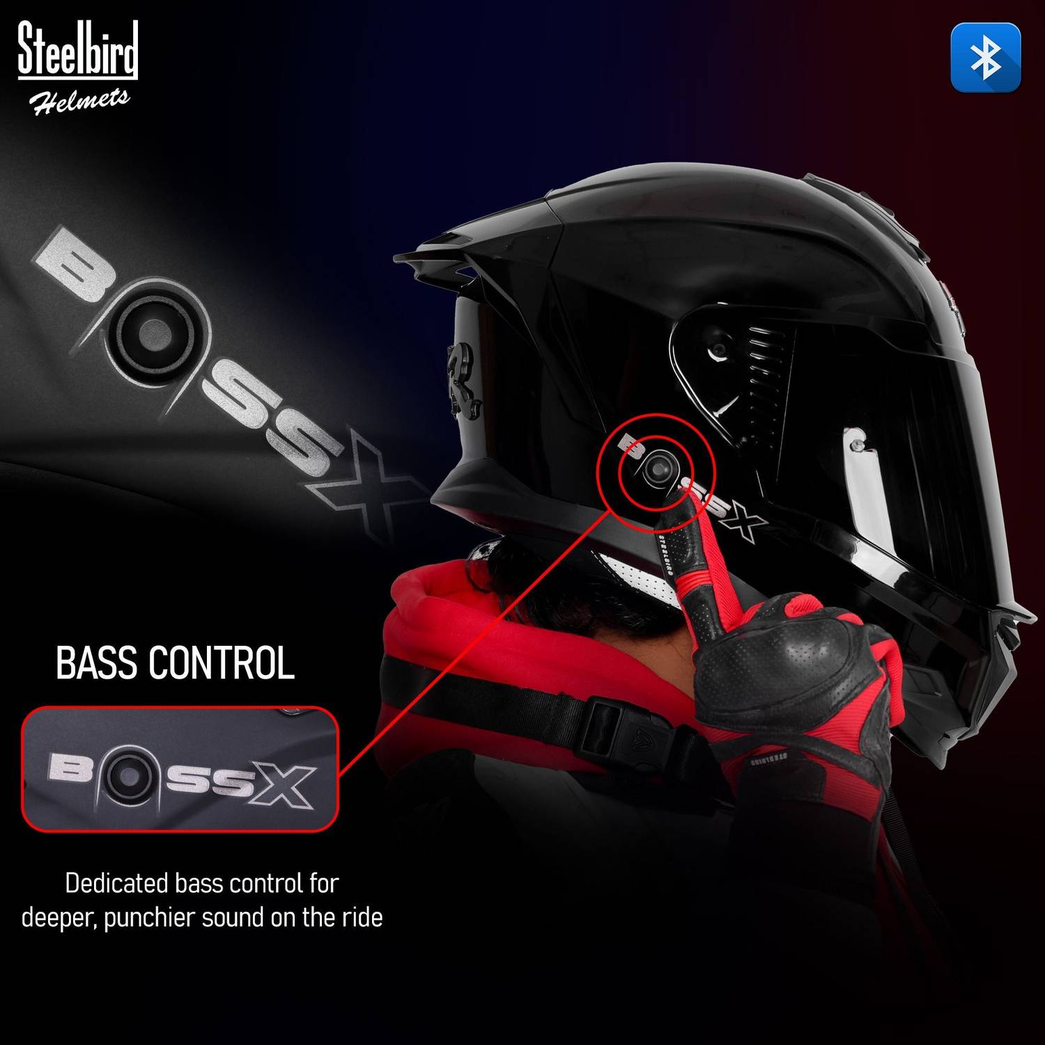 Steelbird SBH-57 Fighter Bass X Bluetooth Helmet - Image 4