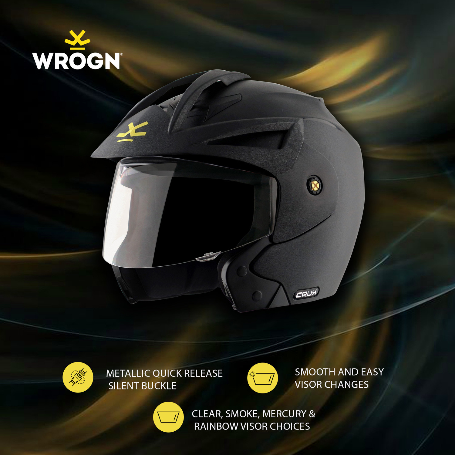 Image of WROGN Rogue Motorbike Helmet (Black Yellow)