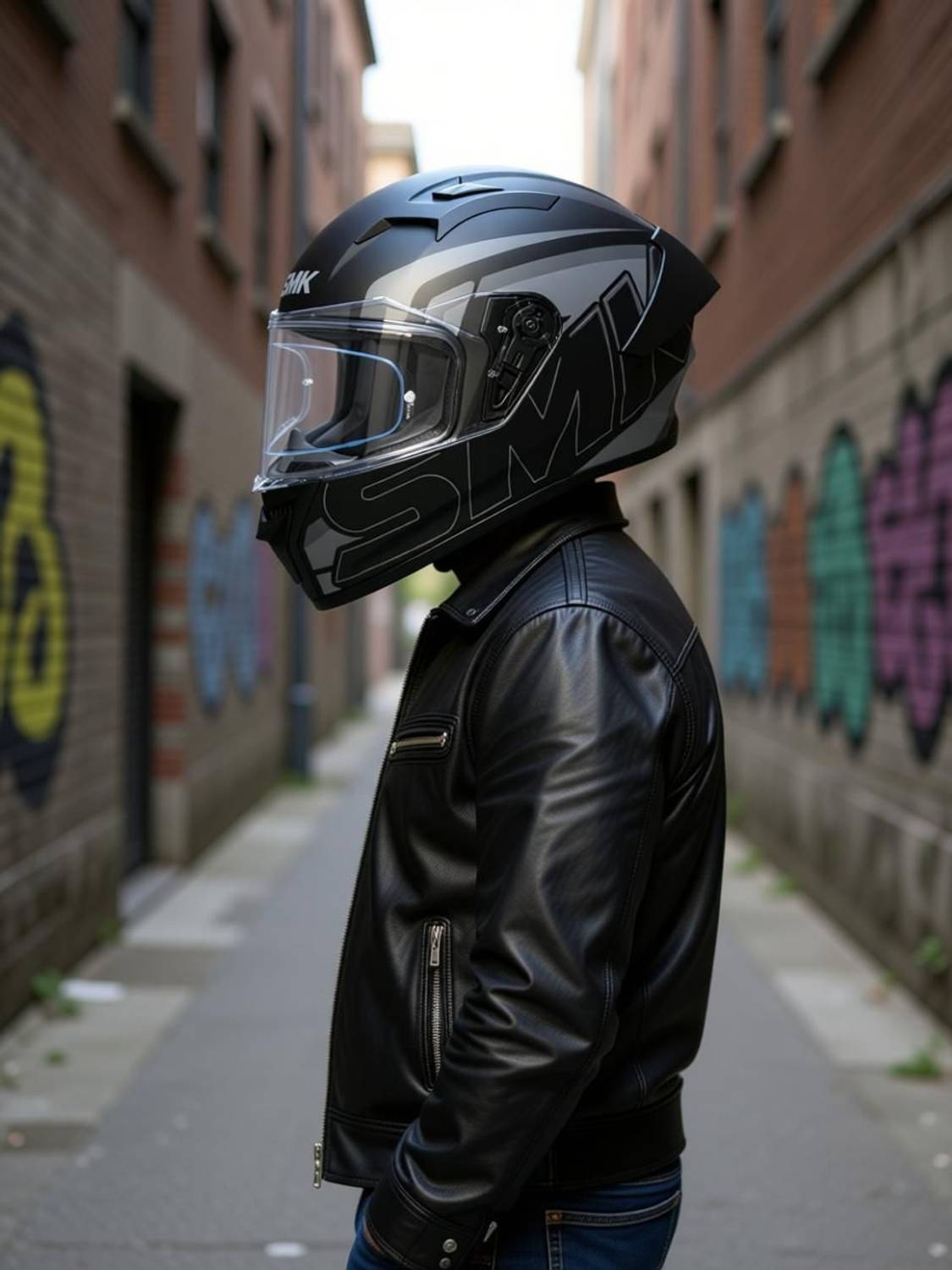 SMK Graphic Helmet Gray - Image 2