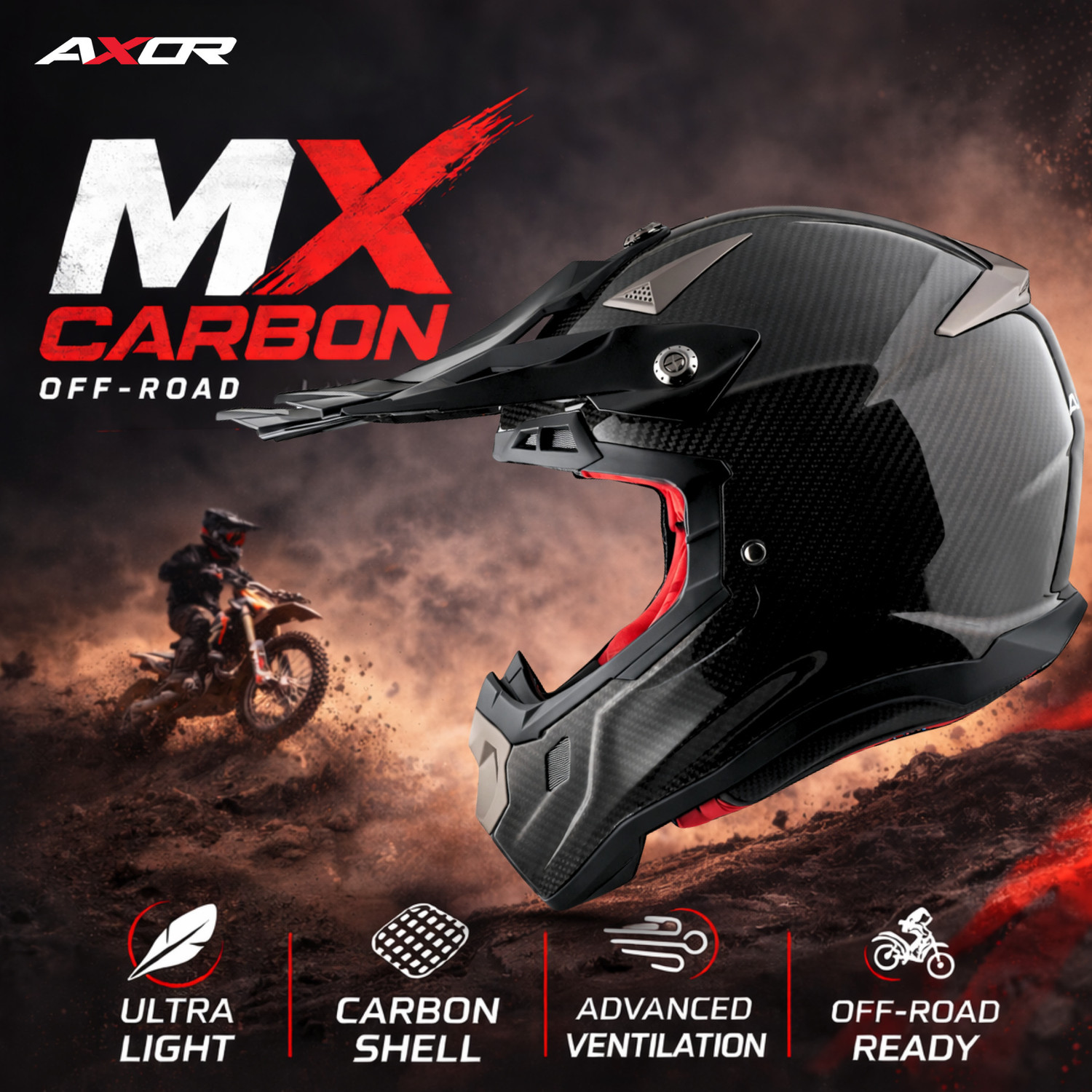 Image of Axor MX Carbon Helmet Motorbike Helmet