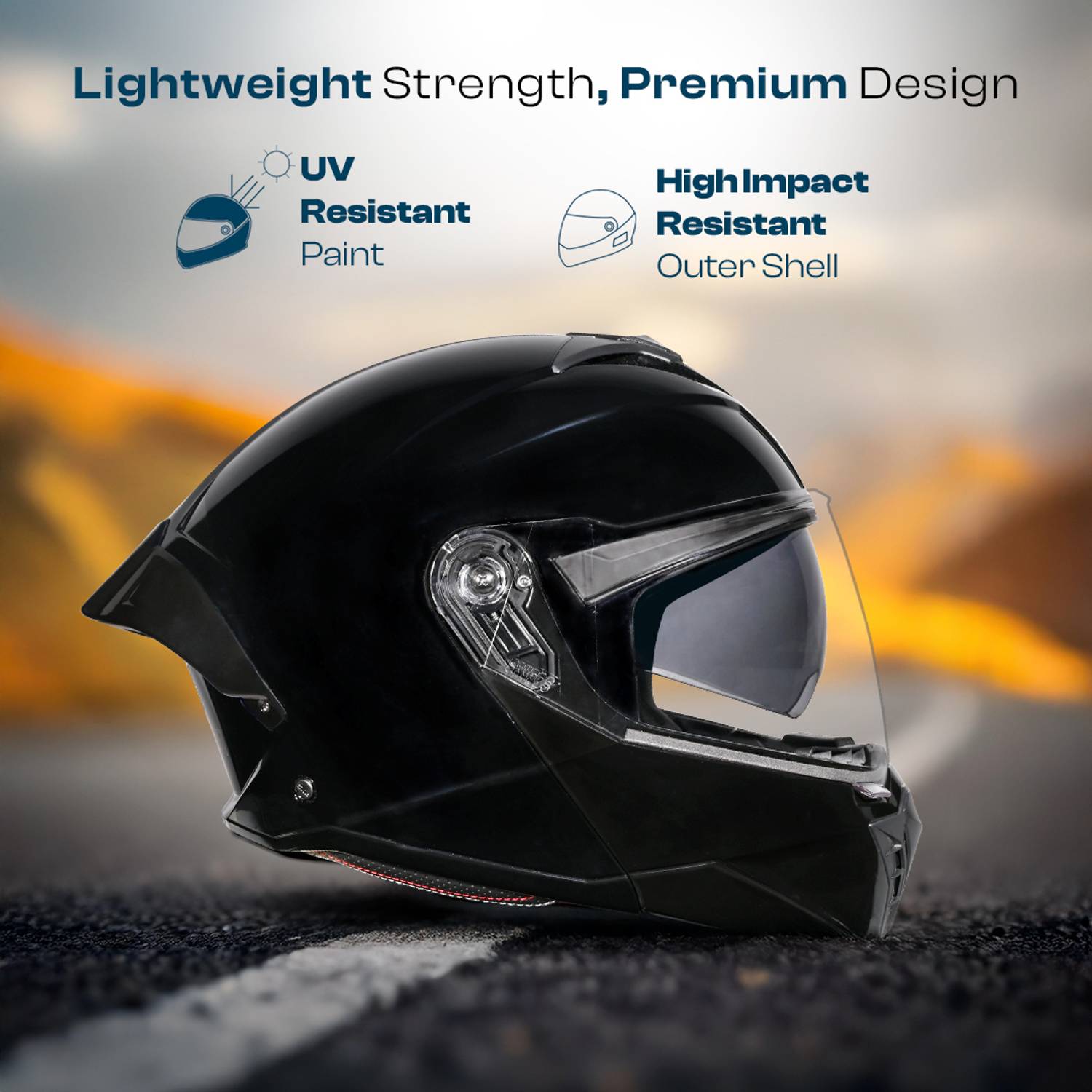 STUDDS Trooper Flip-up Full Face Dual Visor Motorbike Helmet - Image 3