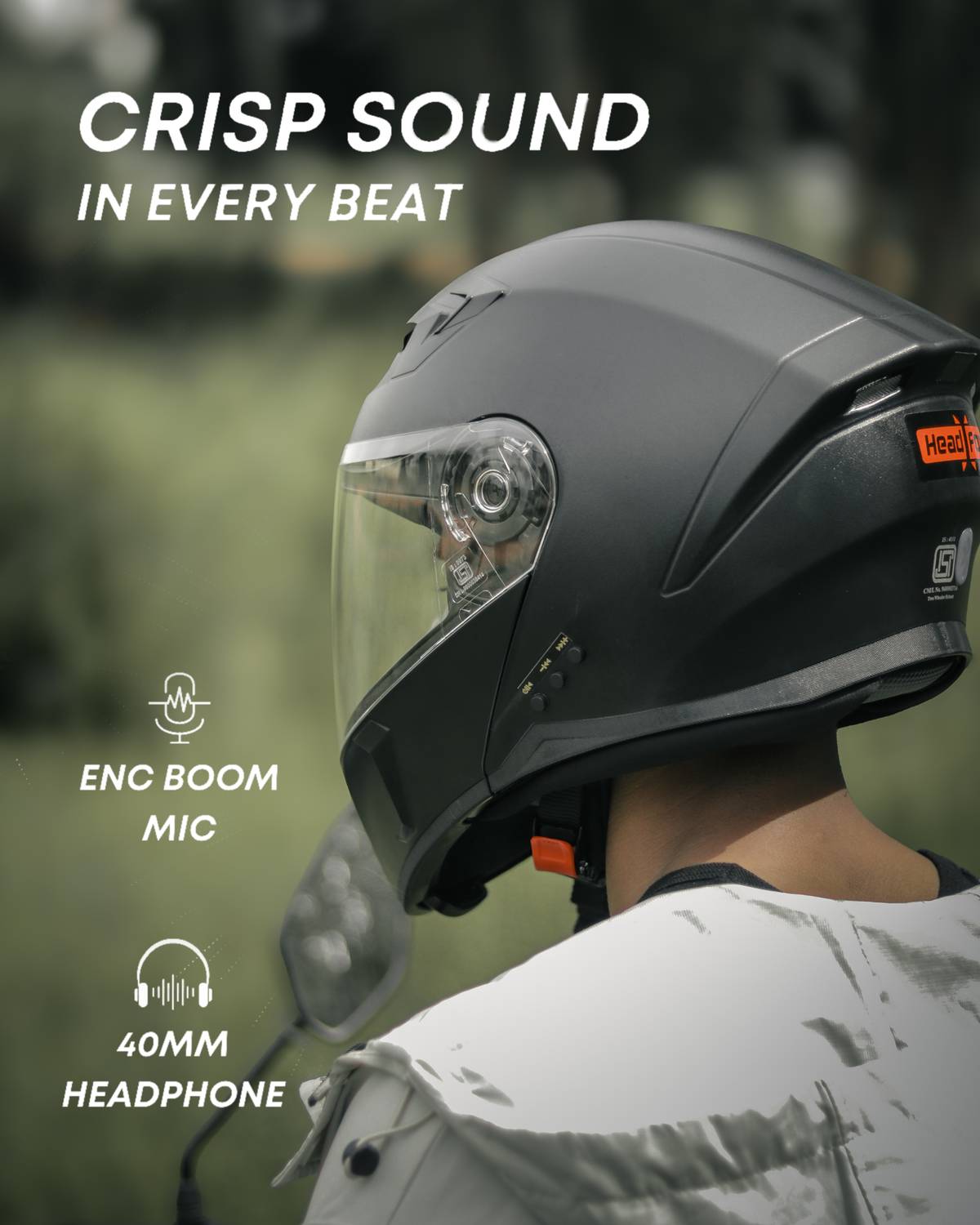 HEADFOX N2 ELITE Bluetooth Helmet for Men - Image 2
