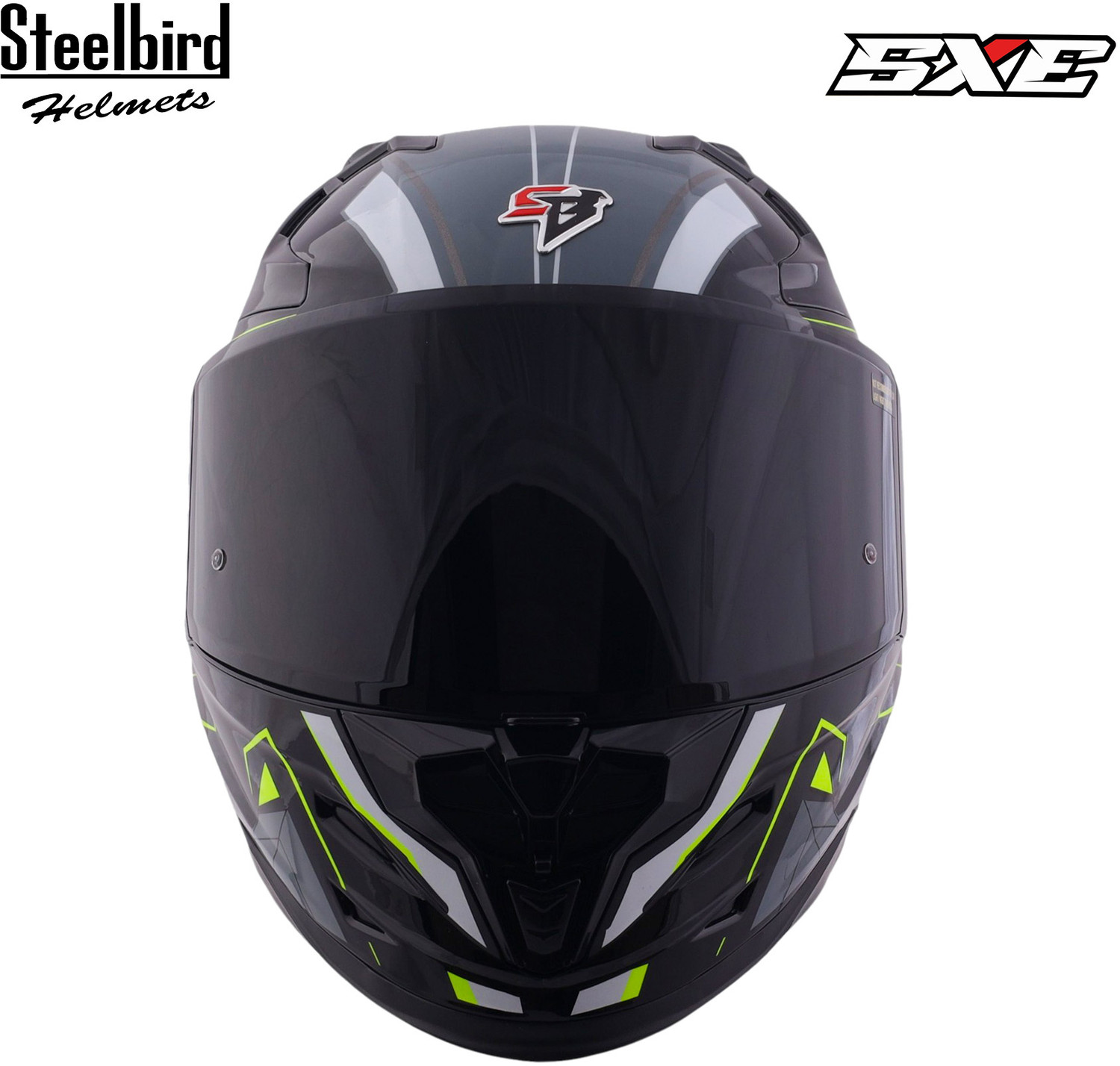 Image of Steelbird Air SBH-61 ISS SXE RACE-X TPE EDITION Glossy Black Neon Full Face Motorsports Helmet
