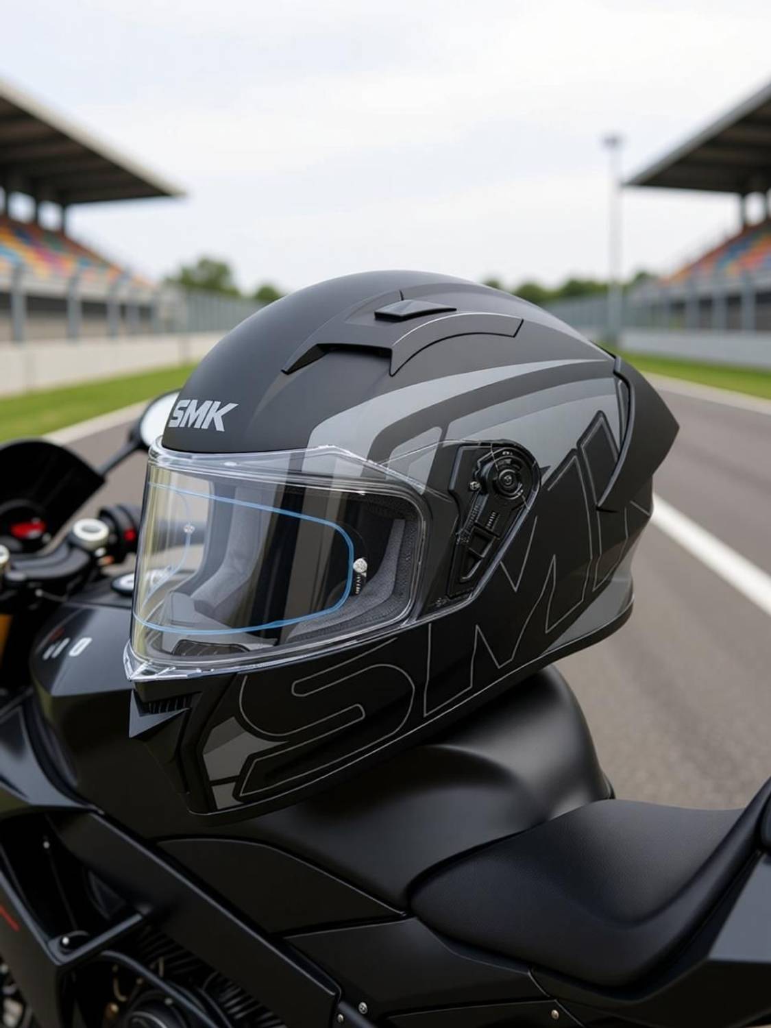 SMK Graphic Helmet Gray - Image 4