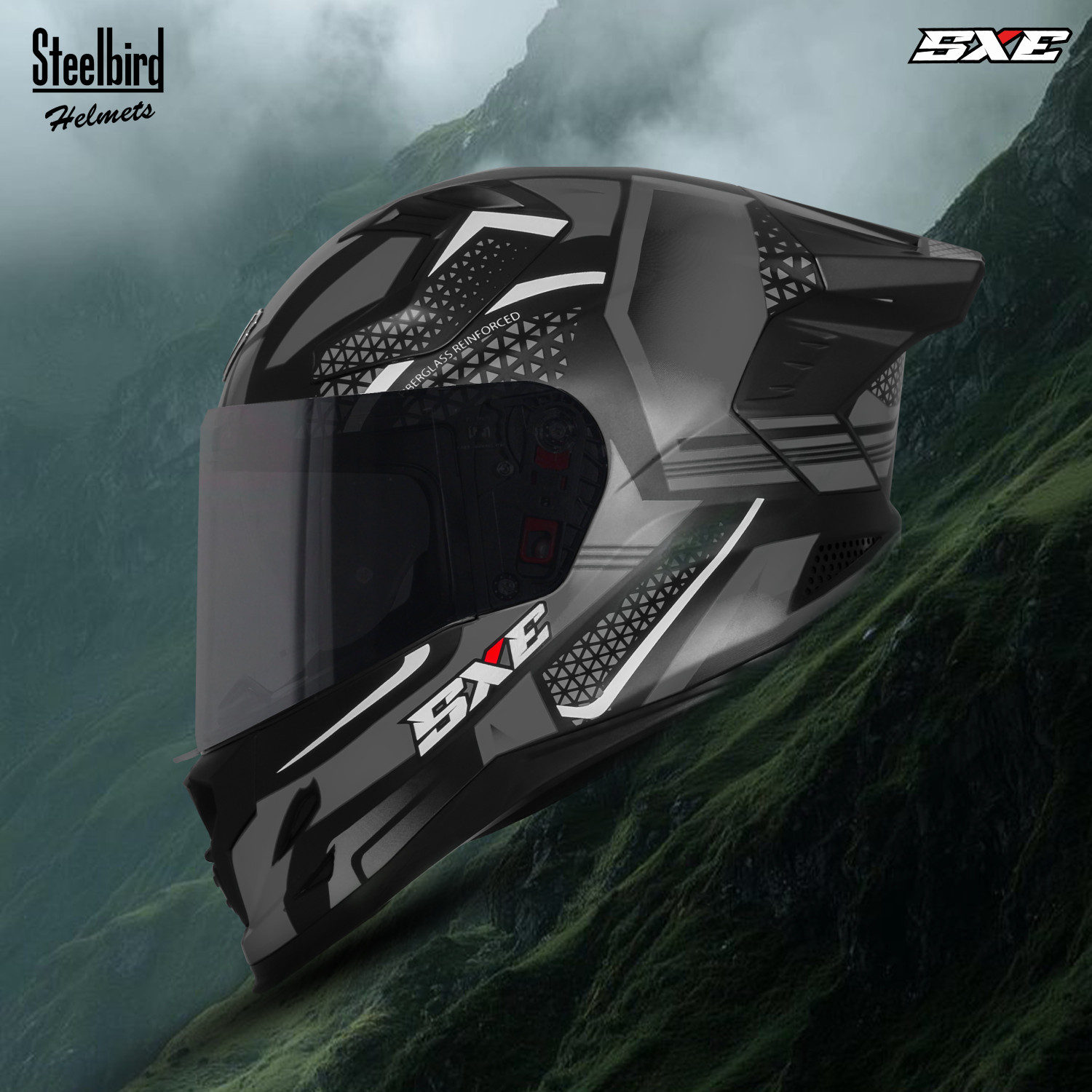 Image of Steelbird SBH-61 SXE X5 ISI and Dot Certified Full Face Graphic Helmet for Men Motorbike Helmet