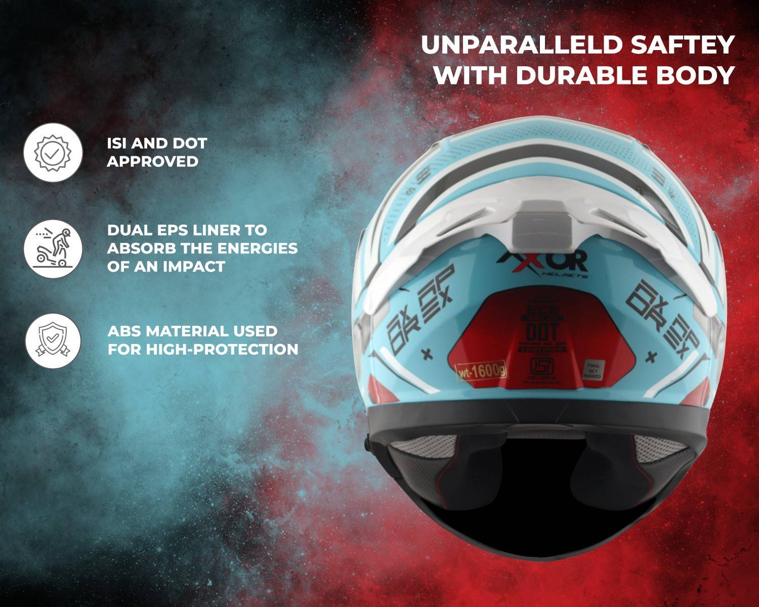 Axor Apex Turbine Motorbike Helmet Blue - Image 4