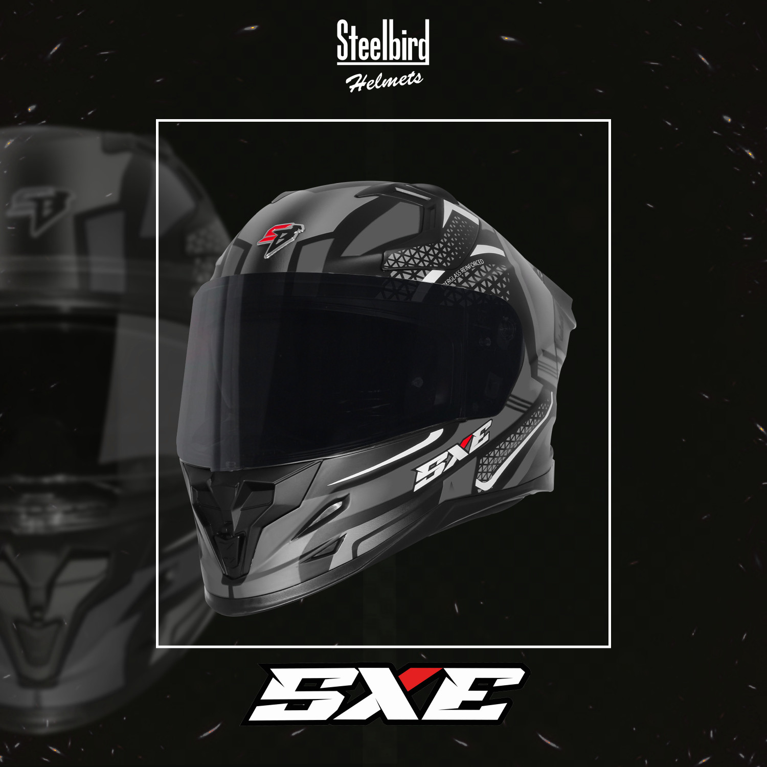 Image of Steelbird SBH-61 SXE X5 ISI and Dot Certified Full Face Graphic Helmet for Men Motorbike Helmet