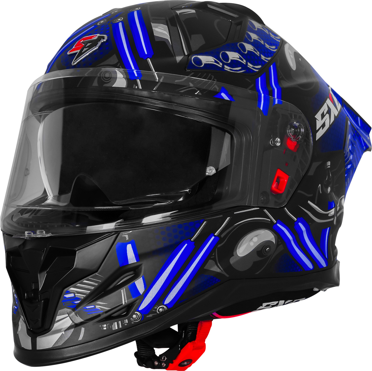 Image of Steelbird SBH 61 SXE X2 ISI and Dot Certified Full Face Graphic Helmet for Men Motorbike Helmet