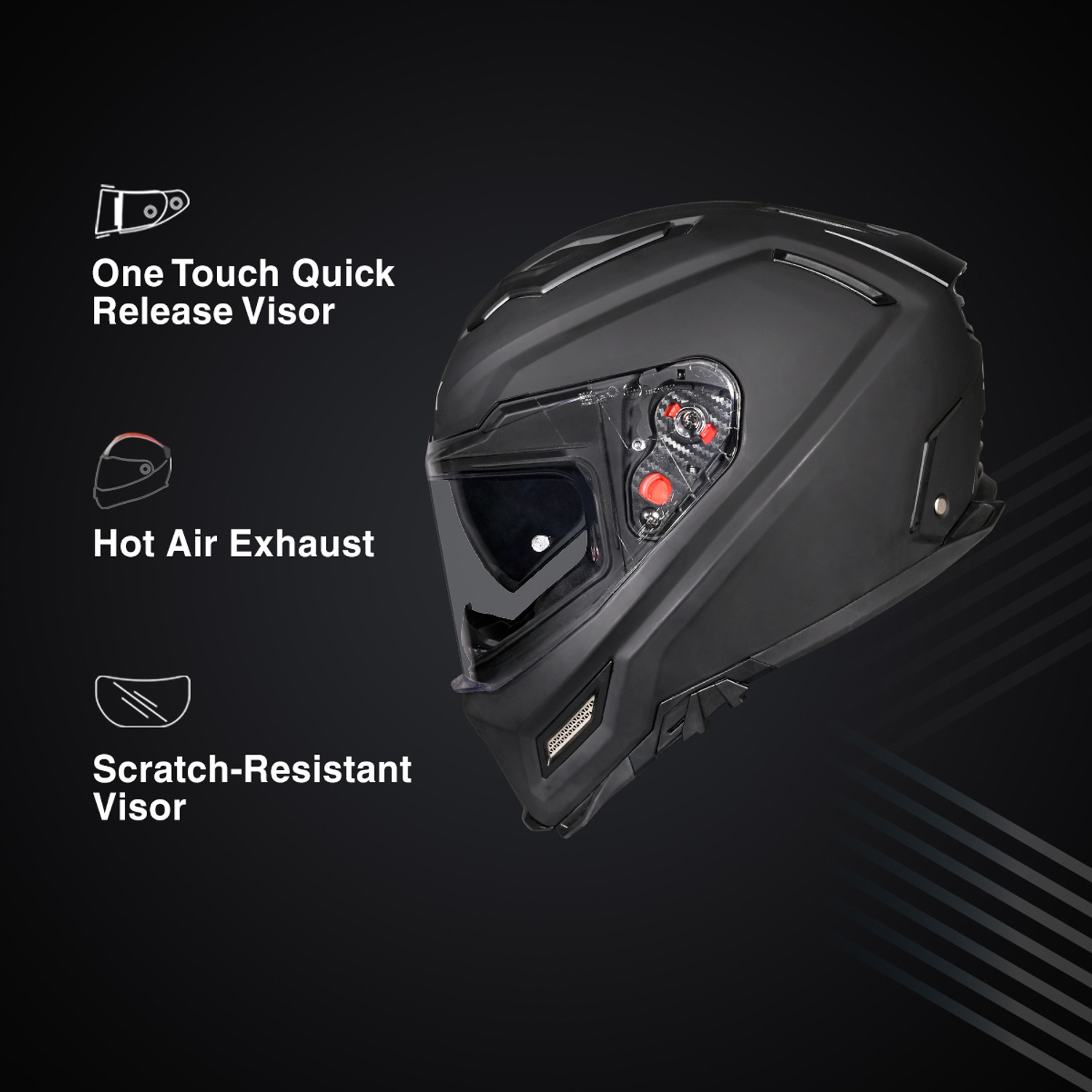 Image of SMK AGNAR SOLID ISI, DOT & ECE 06 Certified Helmet with Dual Visor Motorbike Helmet