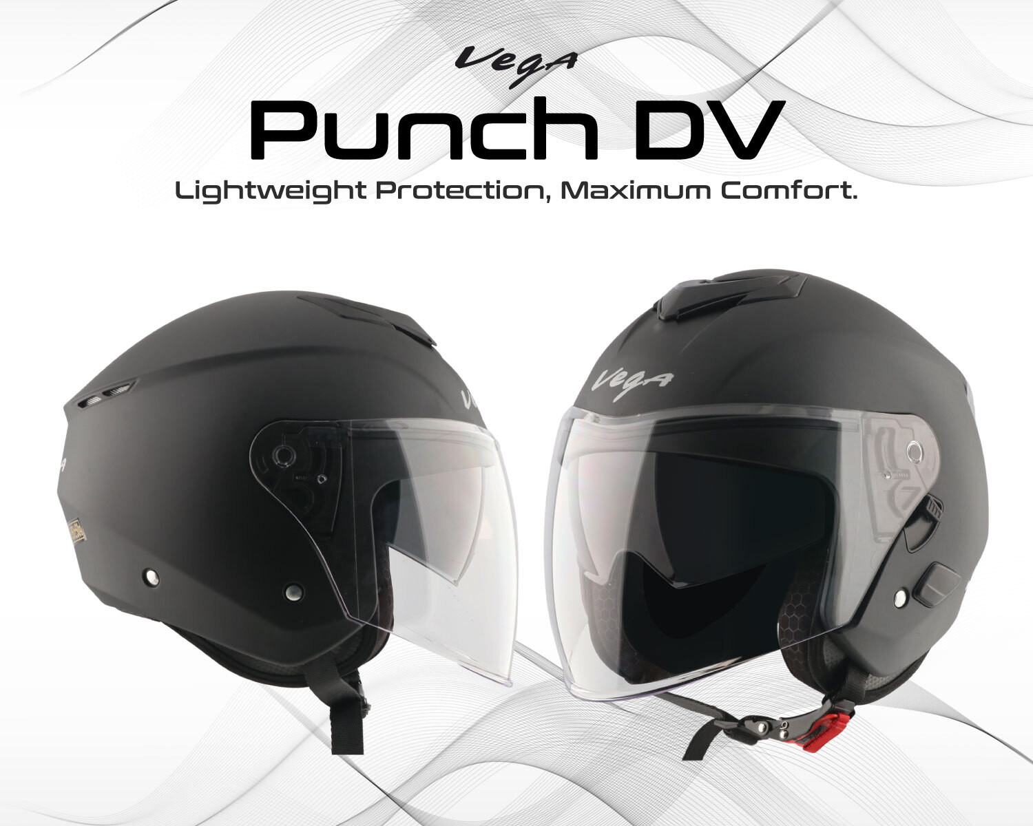 Image of VEGA VO-04 Punch DV Open Face Helmet-Dull Black-L Motorbike Helmet