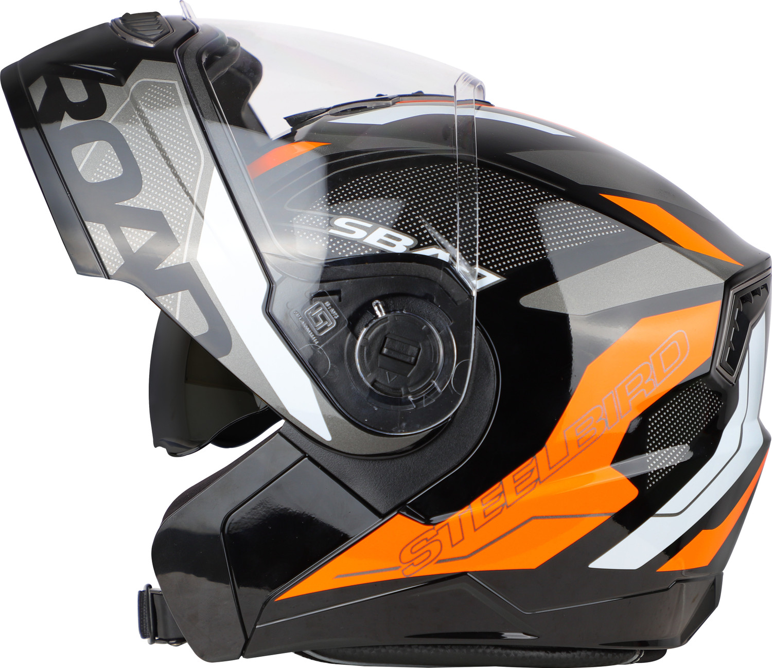 Image of Steelbird Air SBA-7 ISS ROAD MATT BLACK ORANGE XL SIZE 620 MM FLIP UP HELMET Motorbike Helmet