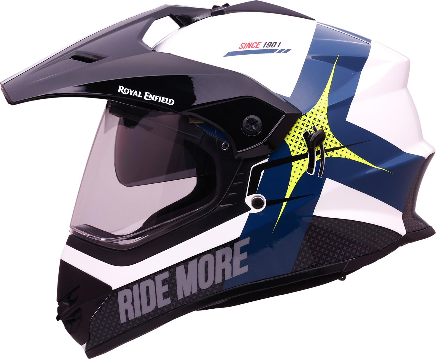 Image of ROYAL ENFIELD Throttle Kinetic Dual Sport Helmet with Graphics | ISI & DOT | For Men & Women Motorbike Helmet