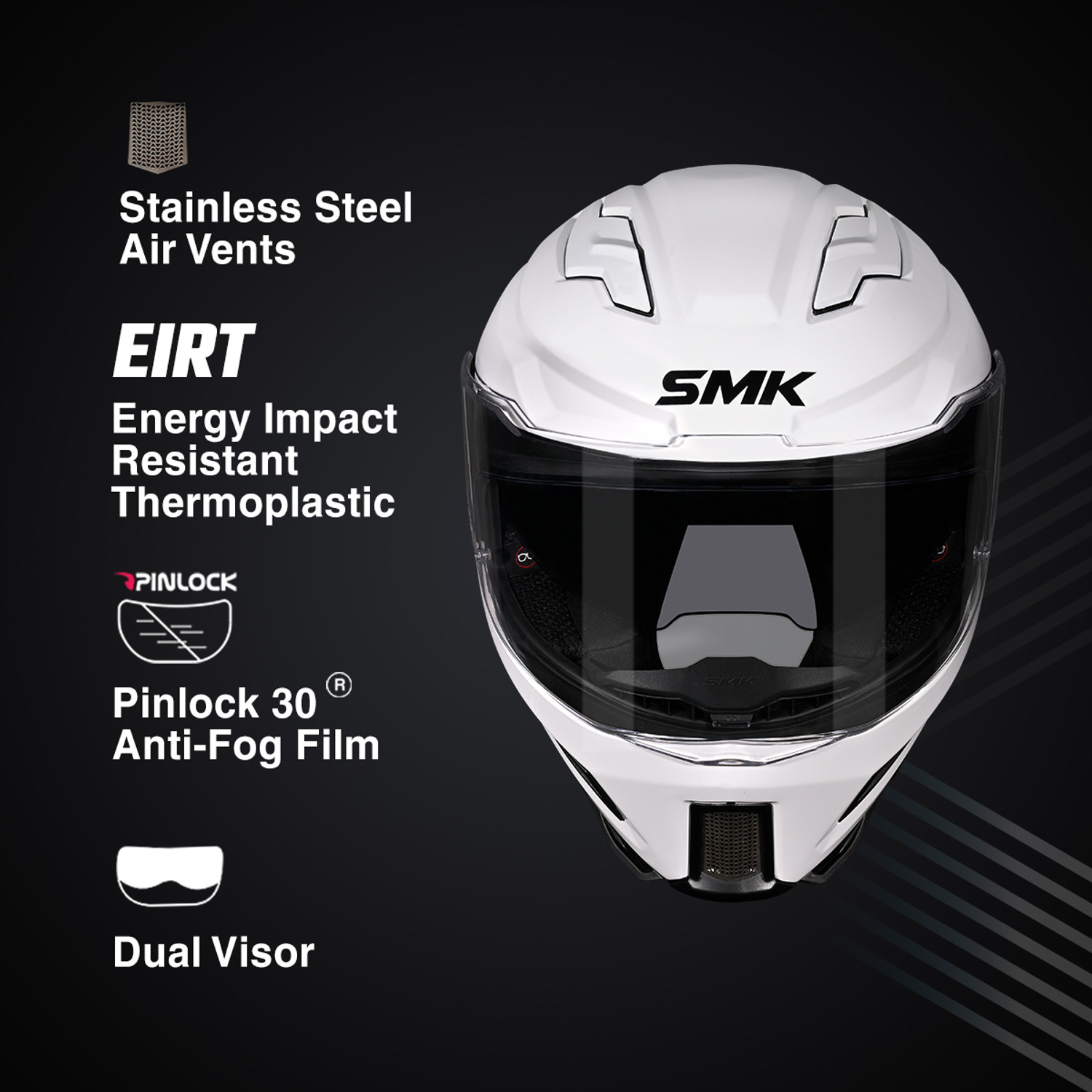 Image of SMK AGNAR SOLID ISI, DOT & ECE 06 Certified Helmet with Dual Visor Motorbike Helmet