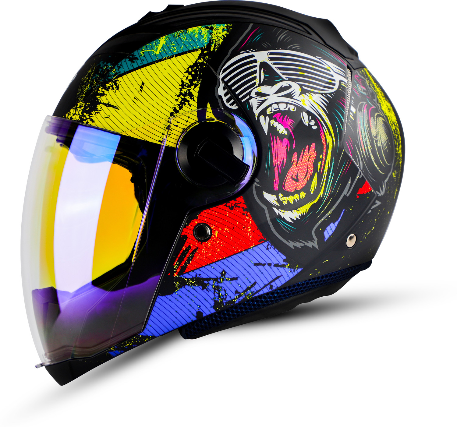 Image of Steelbird SBA-2 Monkey ISI Certified Full Face Photochromic Graphic Helmet for Men Motorbike Helmet