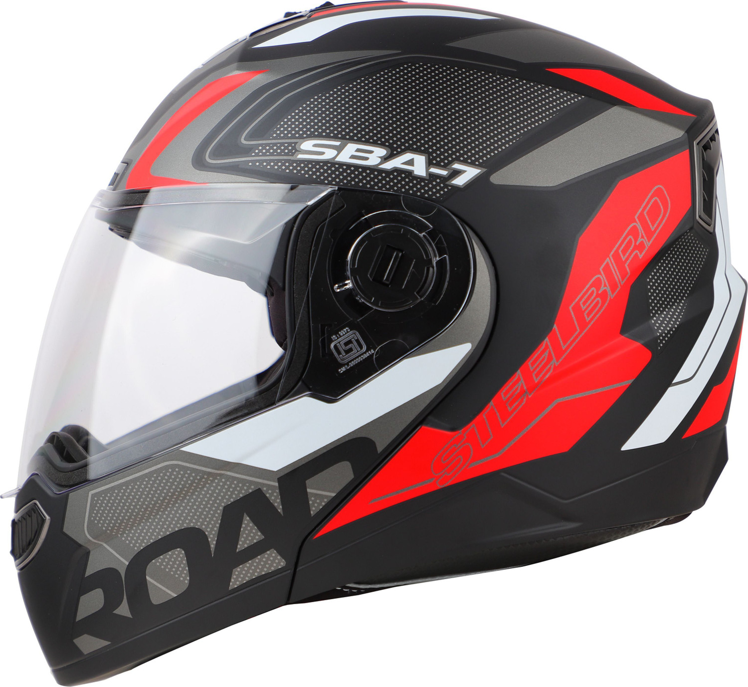 Image of Steelbird Air SBA-7 ROAD FLIP UP MATT BLACK RED LARGE SIZE 600MM Motorbike Helmet