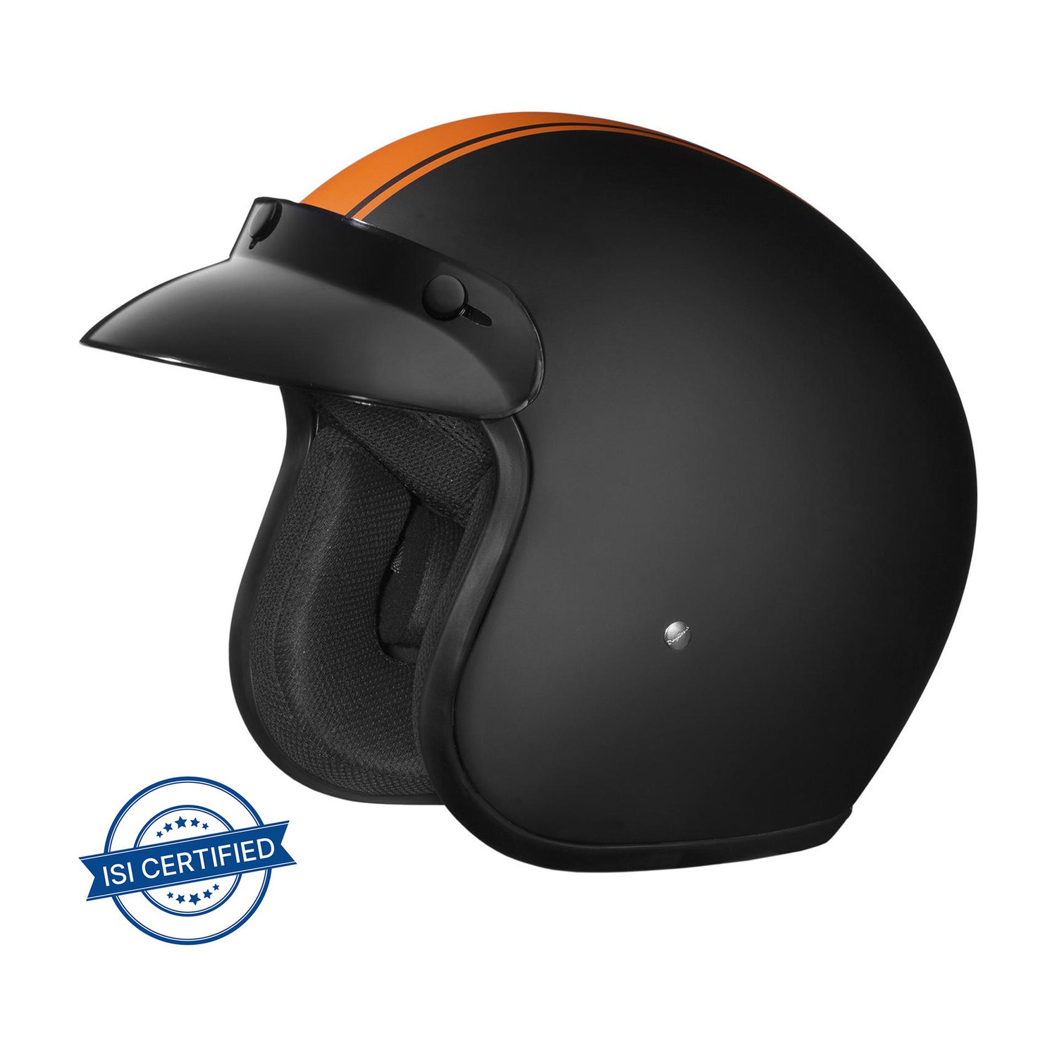Image of STUDDS JETSTAR CLASSIC D3 OPEN FACE ORANGE PIN STRIP Motorbike Helmet