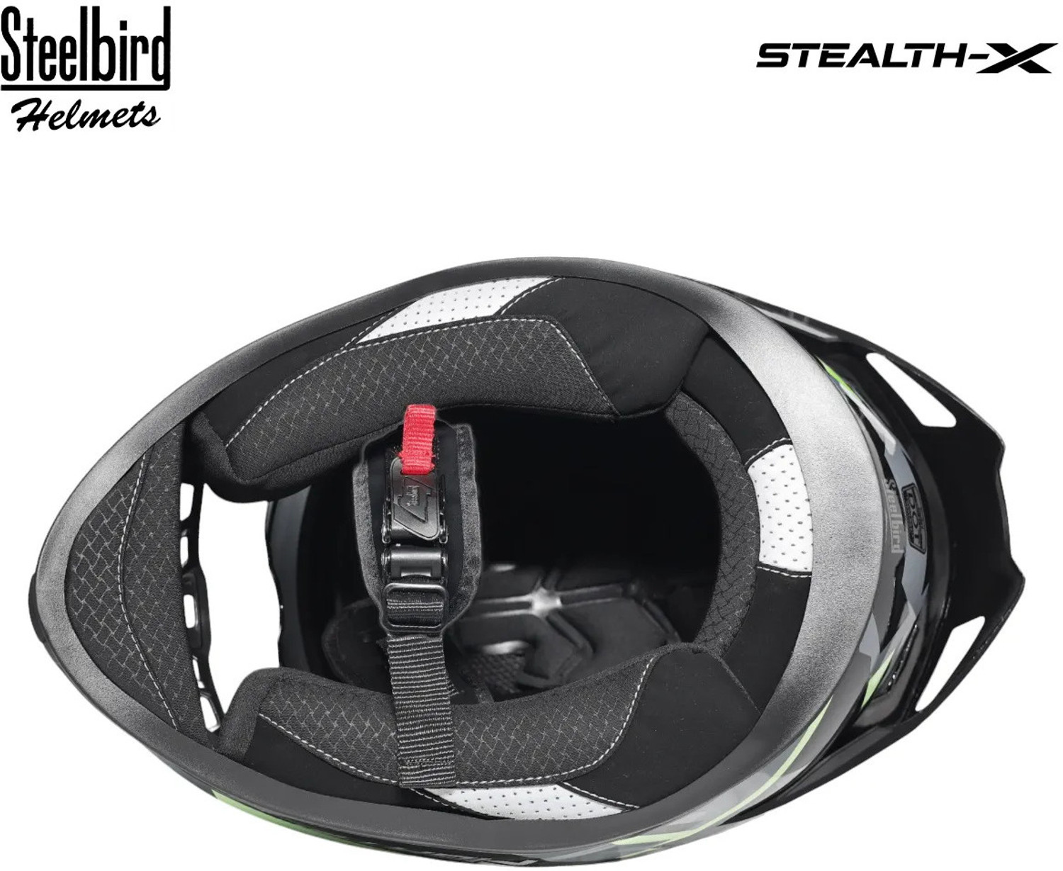 Image of Steelbird Air SBH-57 ISS Fighter Stealth X ISI /DOT Certified Full Face Black Neon Large 600MM Motorbike Helmet