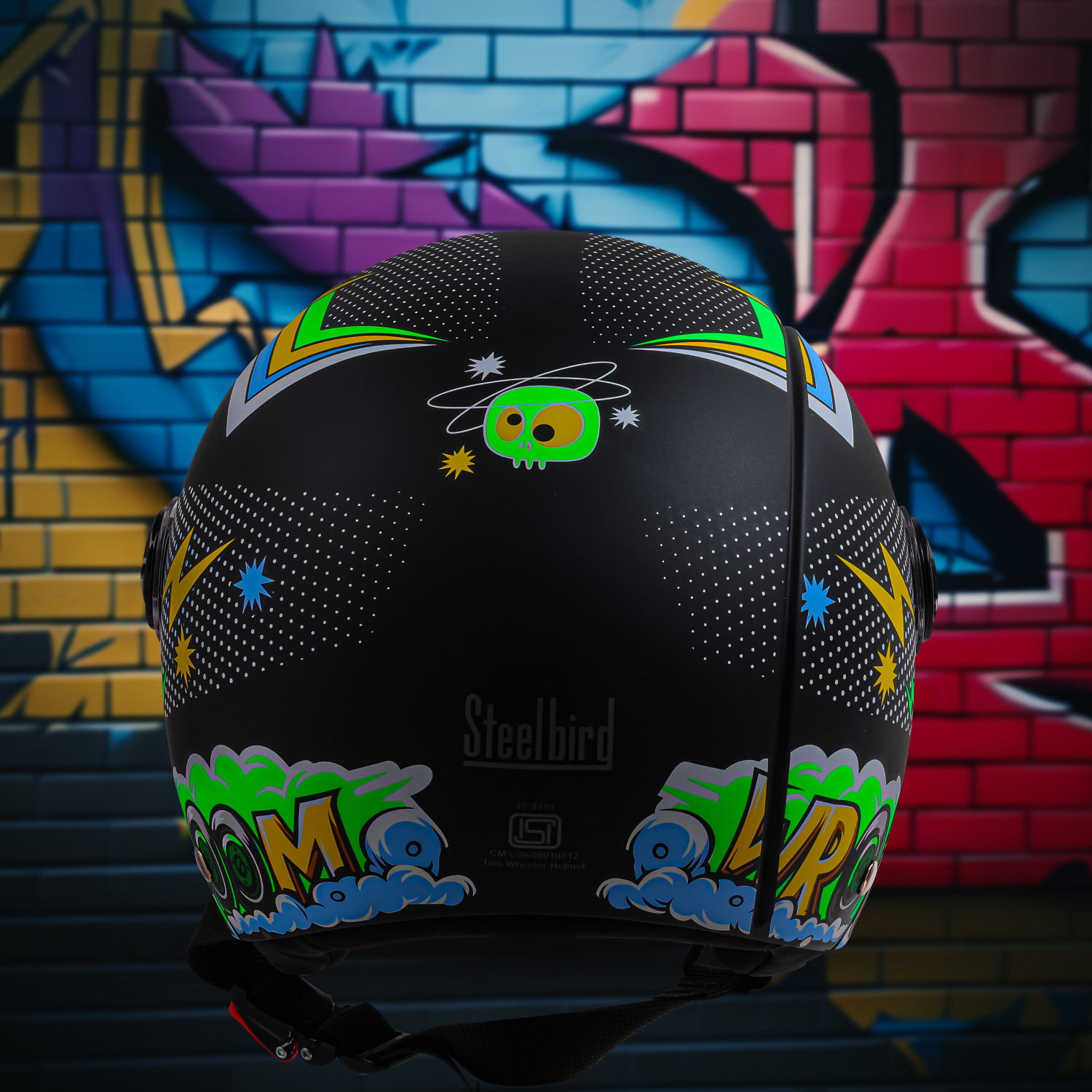 Image of Steelbird SBH-16 Wroom ISI Certified Open Face Graphic Helmet for Women and Kids Motorbike Helmet