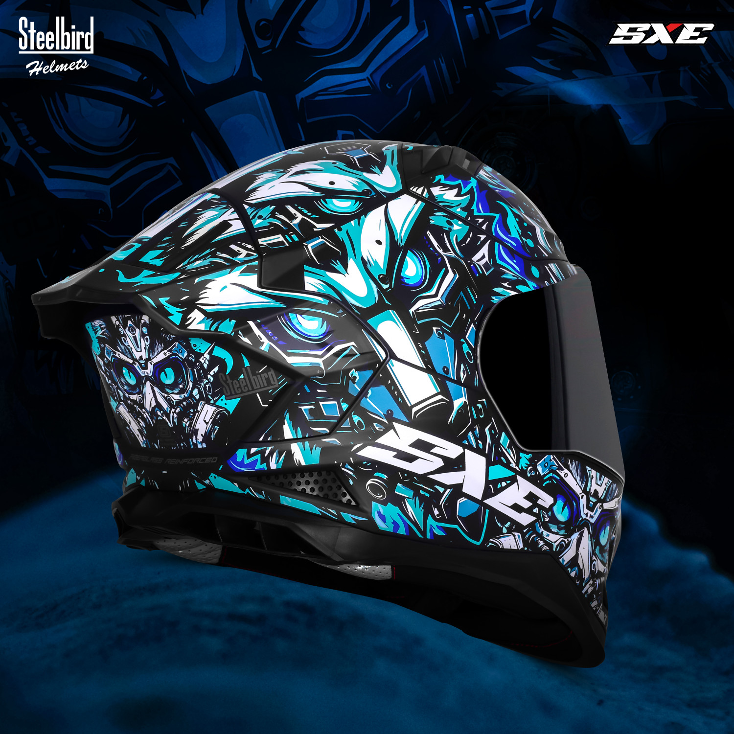 Image of Steelbird SBH 61 SXE X1 ISI and Dot Certified Full Face Graphic Motorbike Helmet