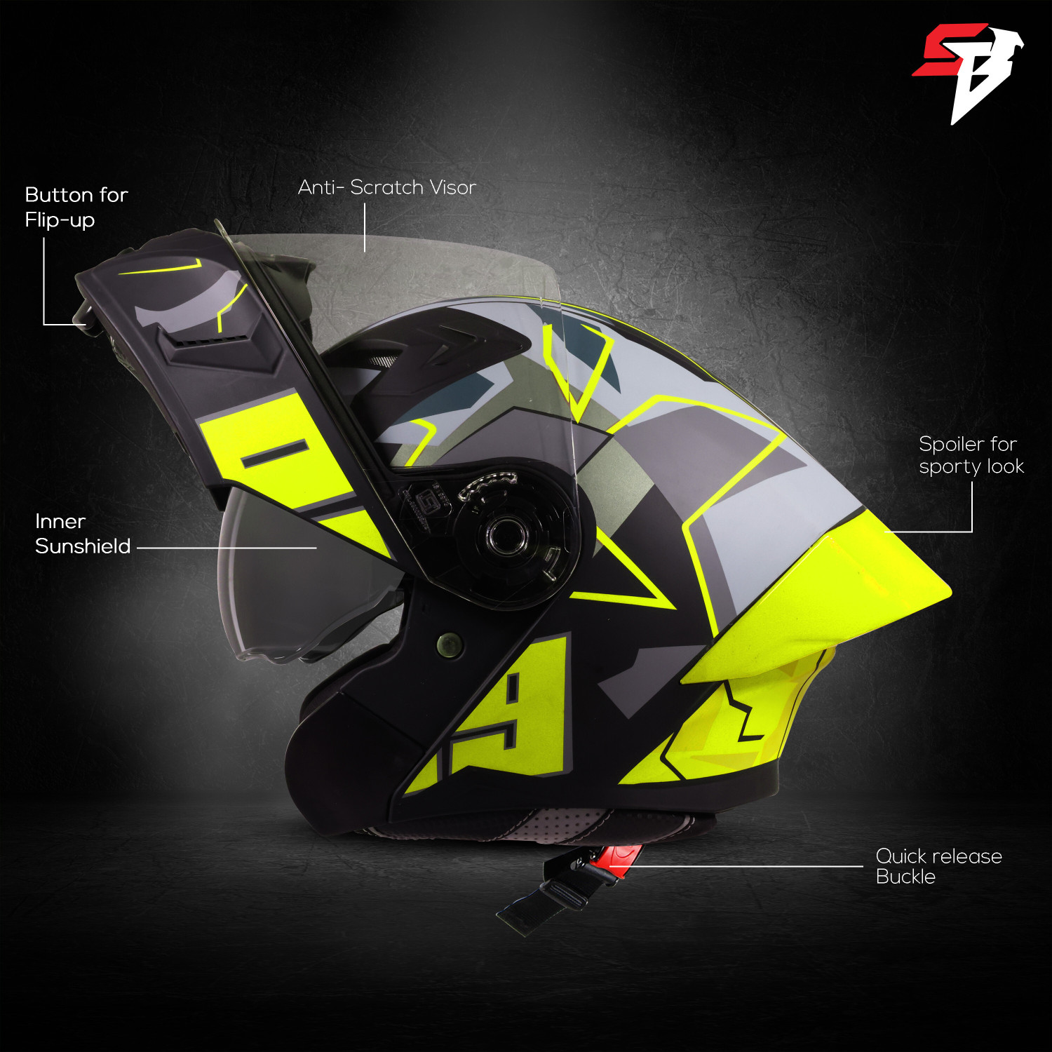 Image of Steelbird SBA-20 09 ISI Certified Flip-Up Graphic Helmet for Men and Women Motorbike Helmet