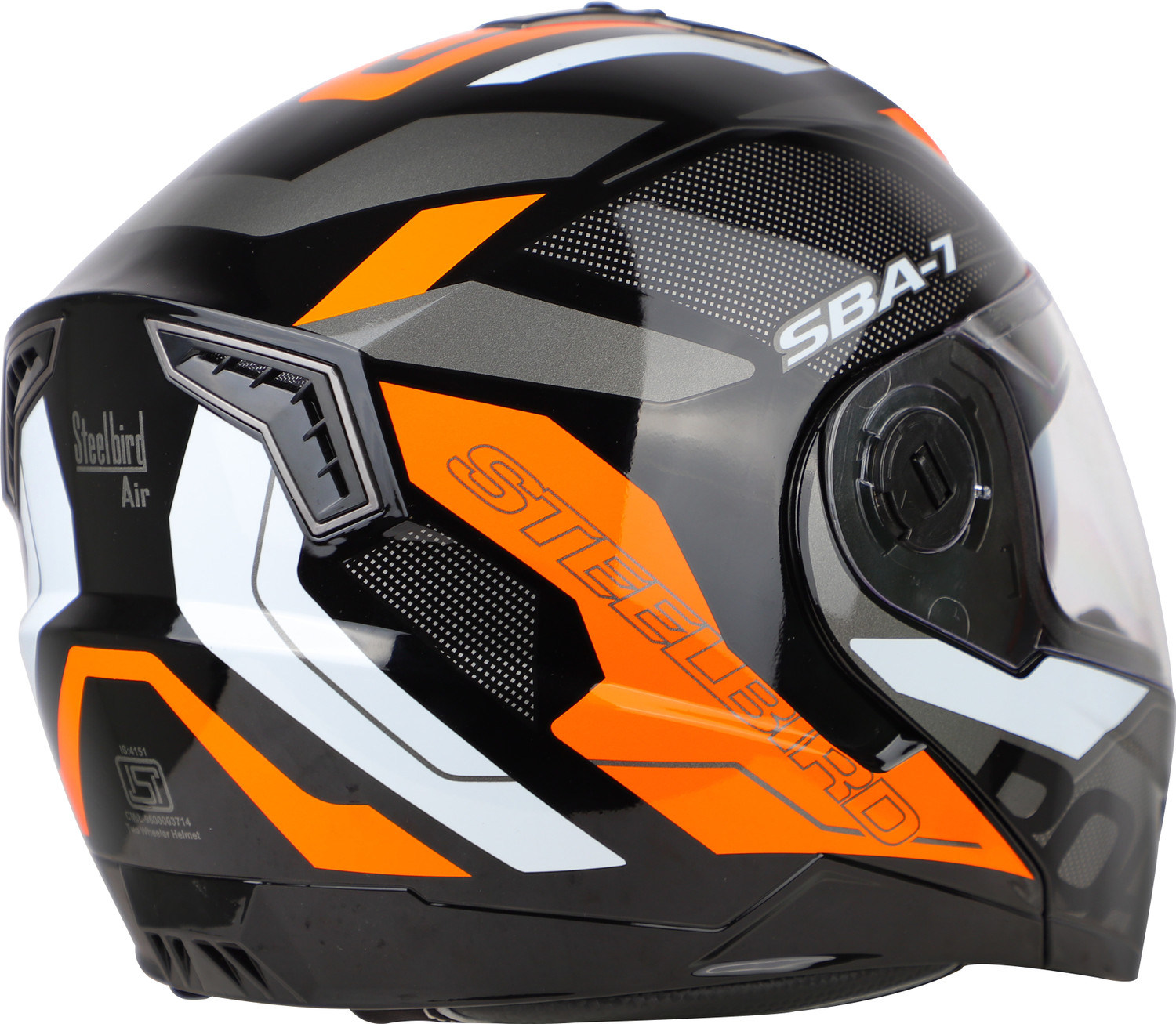 Image of Steelbird Air SBA-7 ISS ROAD MATT BLACK ORANGE XL SIZE 620 MM FLIP UP HELMET Motorbike Helmet