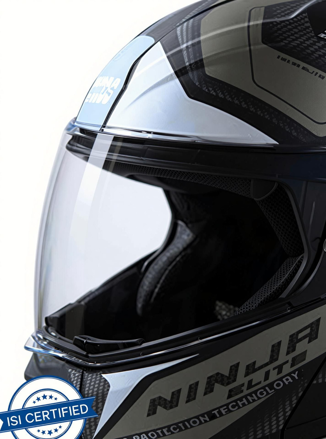 Image of STUDDS NINJA ELITE SUPER D4 MATT BLACK N4 GREY 600 MM FLIP-UP FACE SIZE XL Motorsports Helmet