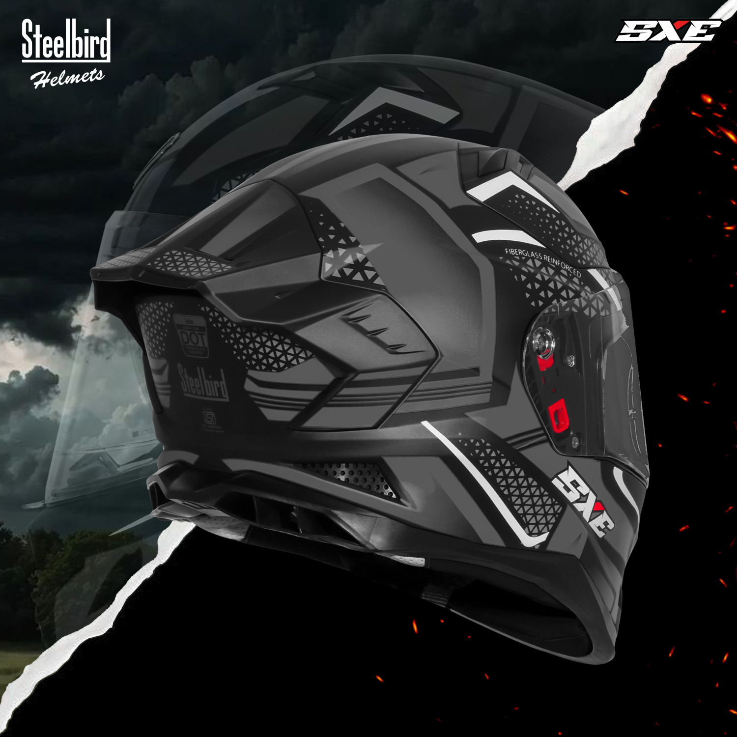Image of Steelbird SBH-61 SXE X5 Pinlock ISI and Dot Certified Full Face Graphic Helmet for Men Motorbike Helmet