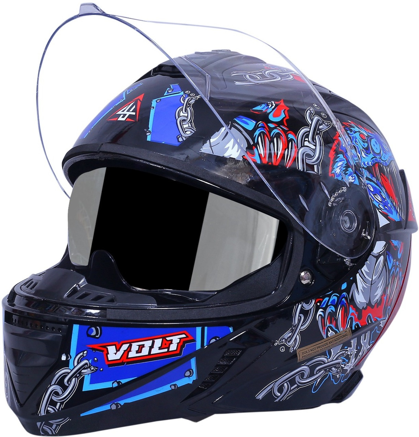 Image of 4u superem VOLT DUAL VISOR NATURAL RED GAPHICS Motorbike Helmet