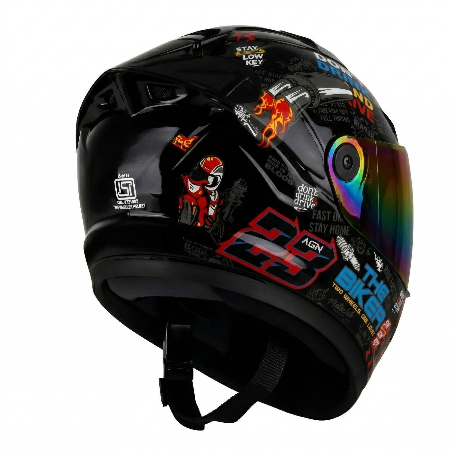 Image of Agx ISI Certified, ABS Material Unisex with Unbreakable Visor Motorbike Helmet (Multicolor)