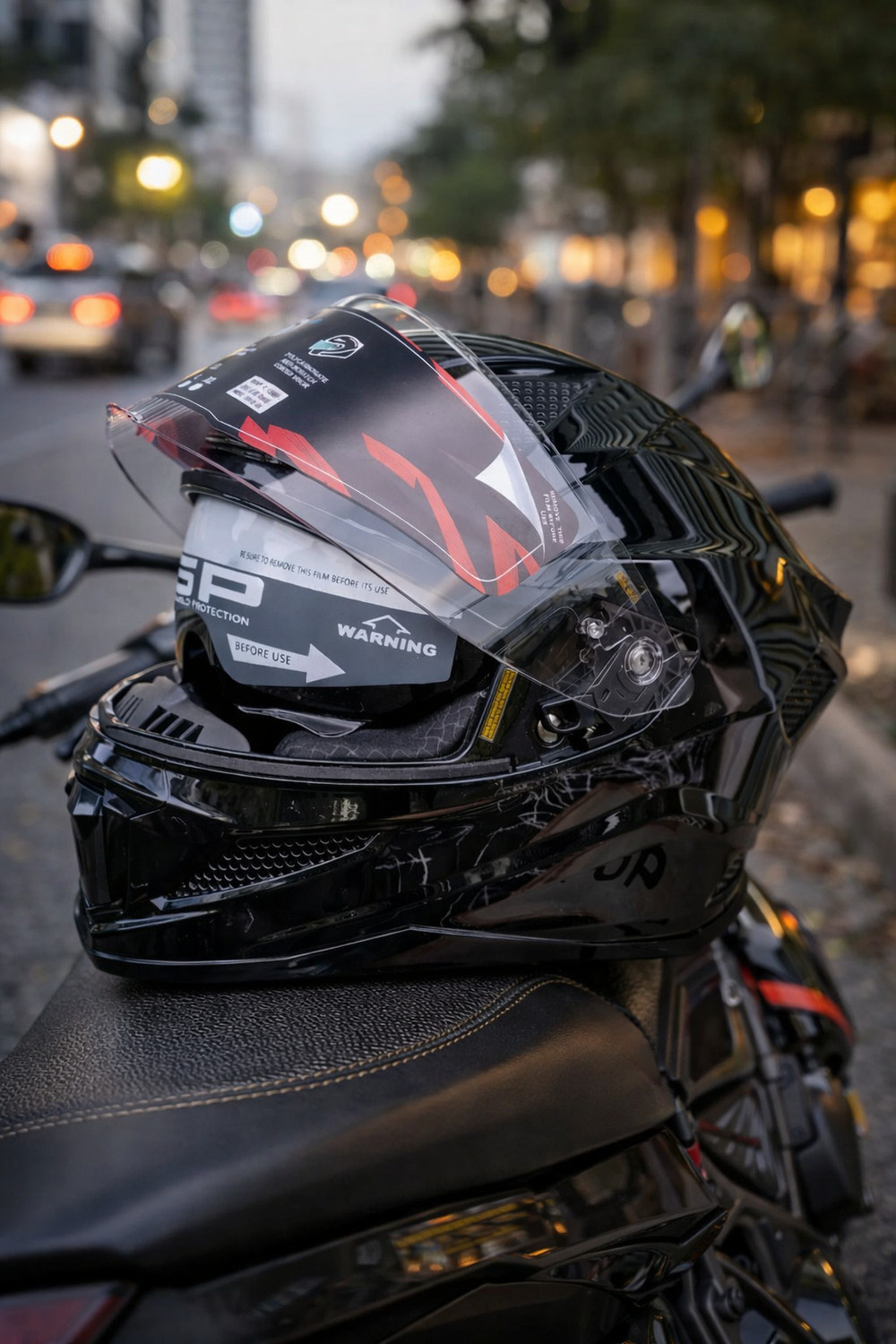 Image of Steelbird Air SBH-25 ISS Sharp Glossy Black Full Face ISI Certified 580mm Medium Motorsports Helmet