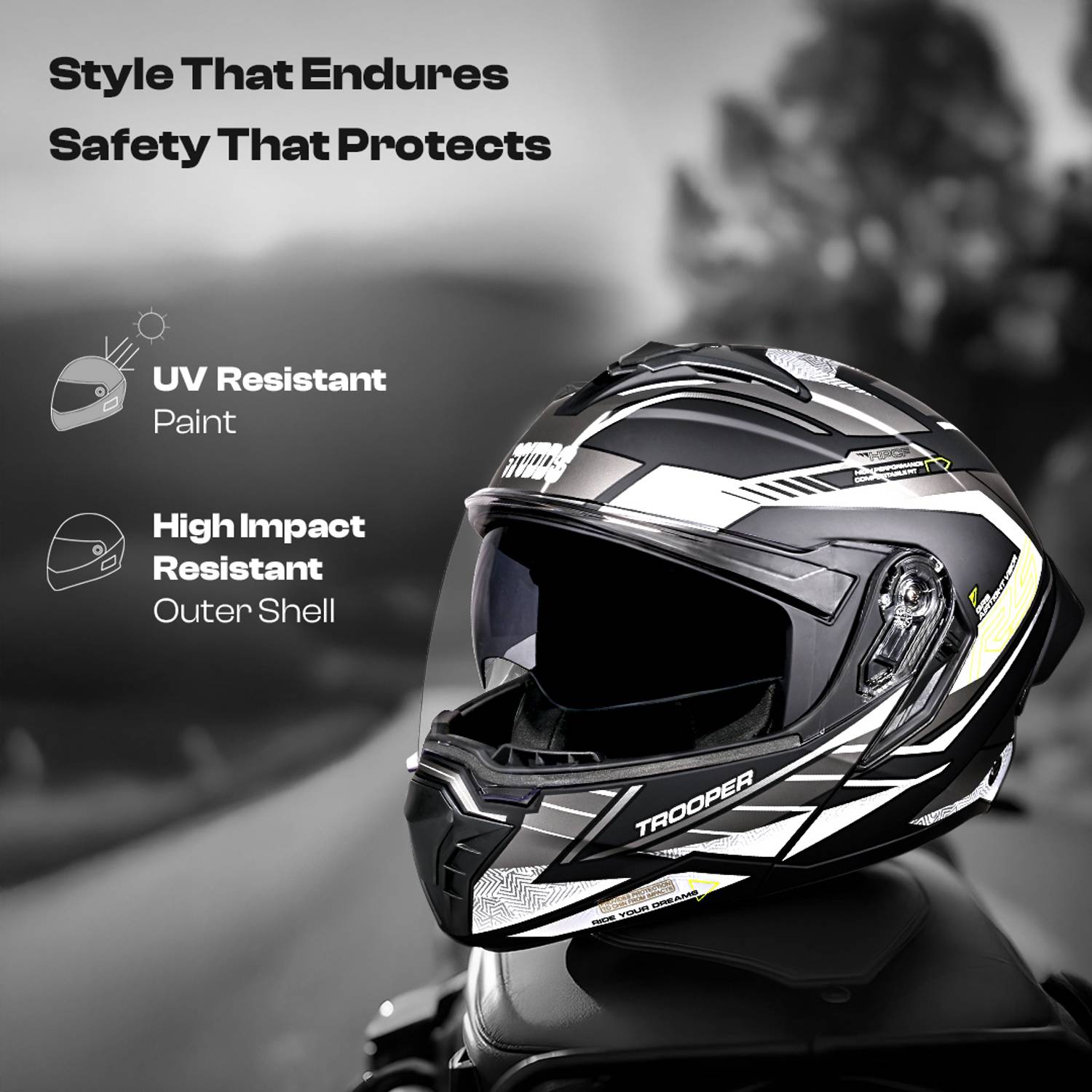 STUDDS Trooper D4 Race Flip-Up Helmet - Image 4