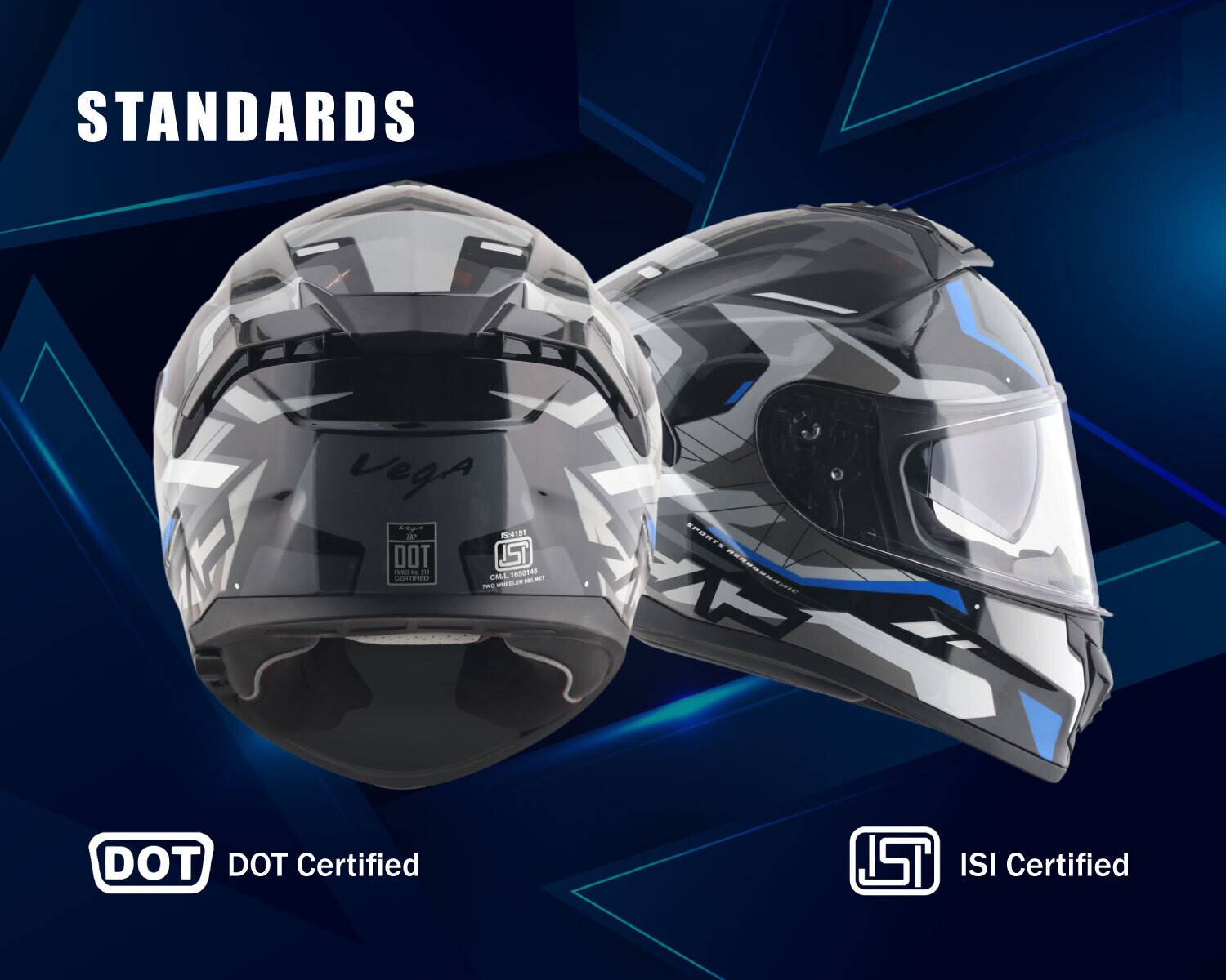 VEGA Zap Volt D/V Motorbike Helmet Black - Image 5
