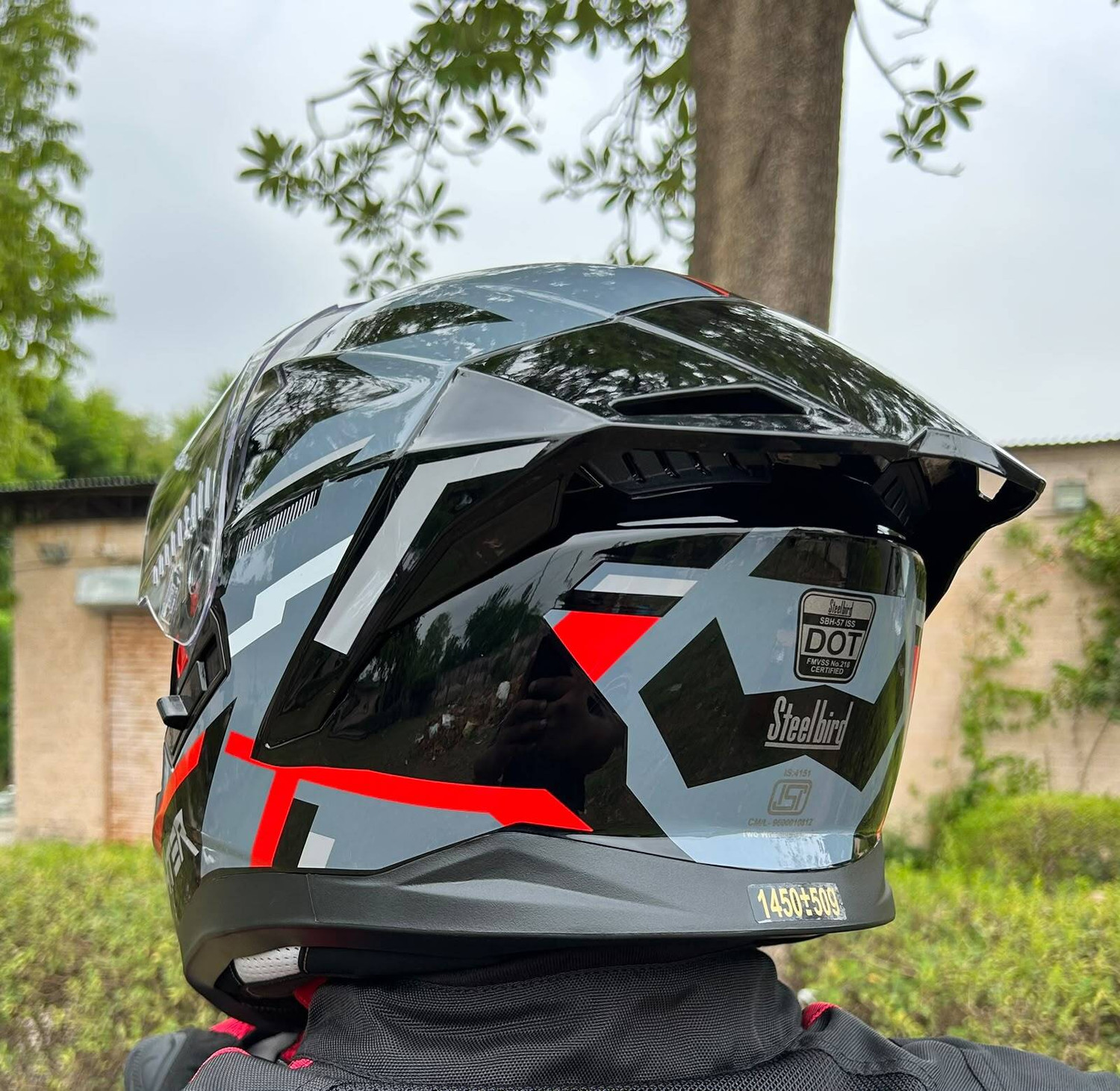 Image of Steelbird Air SBH-57 ISS Fighter Stealth X ISI /DOT Certified Full Face Black Red Medium 580MM Motorbike Helmet