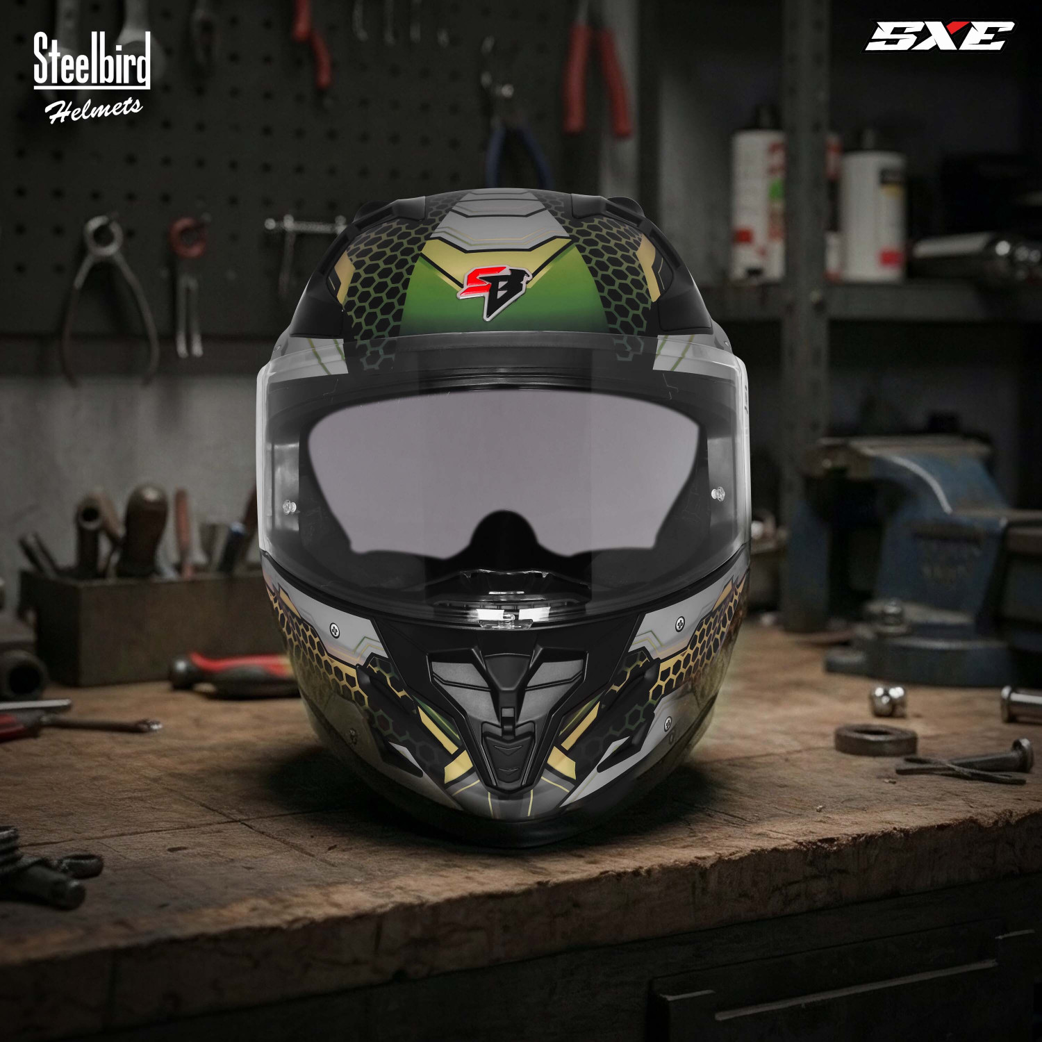 Image of Steelbird SBH 61 SXE X3 ISI and Dot Certified Full Face Graphic Motorbike Helmet