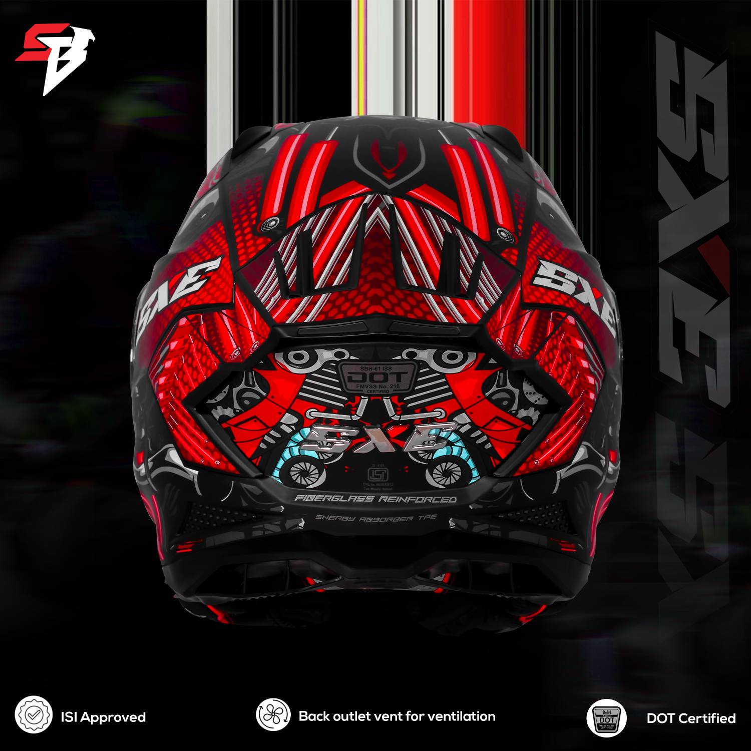 Steelbird SBH 61 SXE X2 Full Face Motorbike Helmet - Image 4