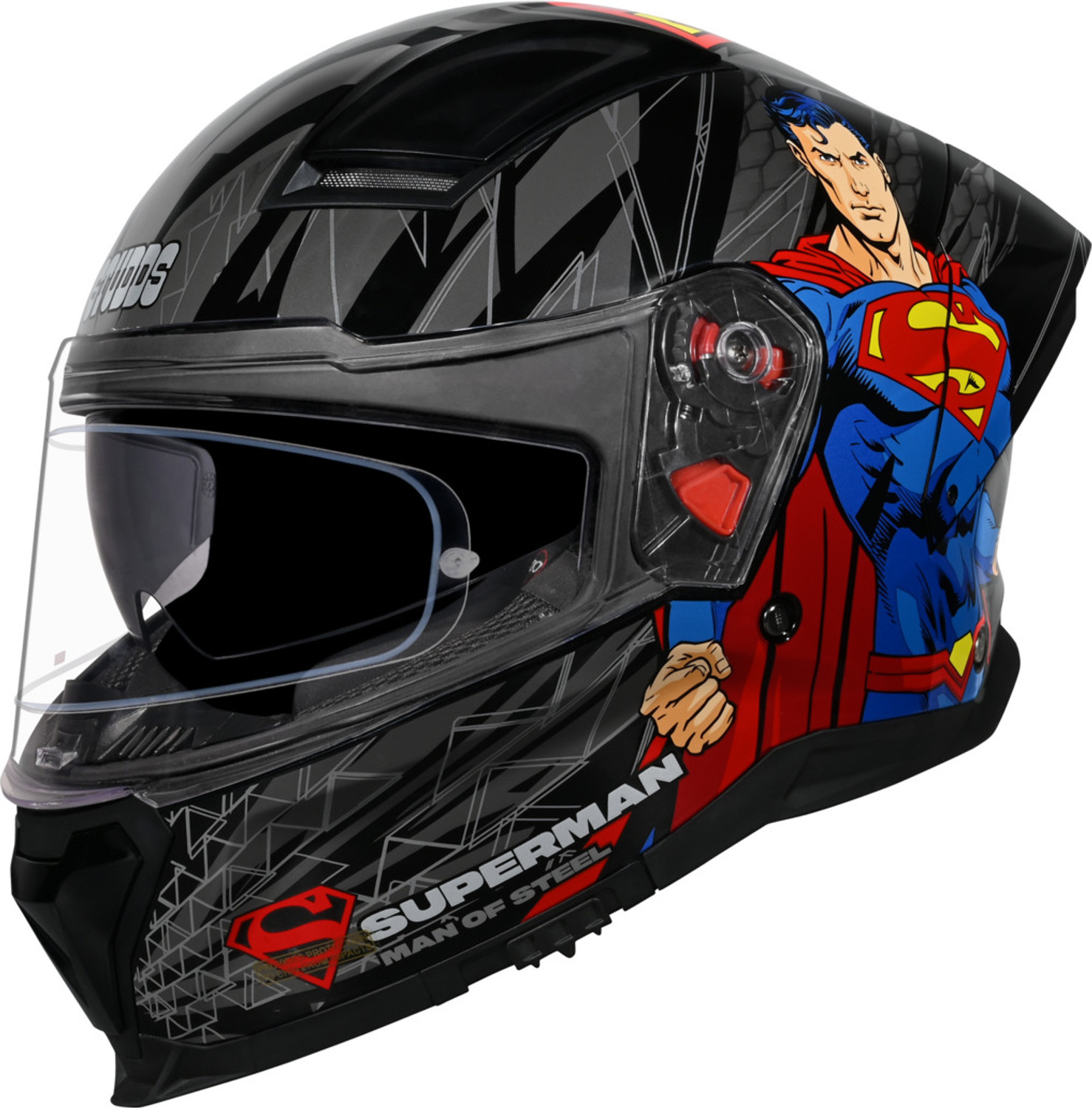 Image of STUDDS Helios Superman Edition ISI and DOT Certified Helmet with Antifog 100 Motorbike Helmet