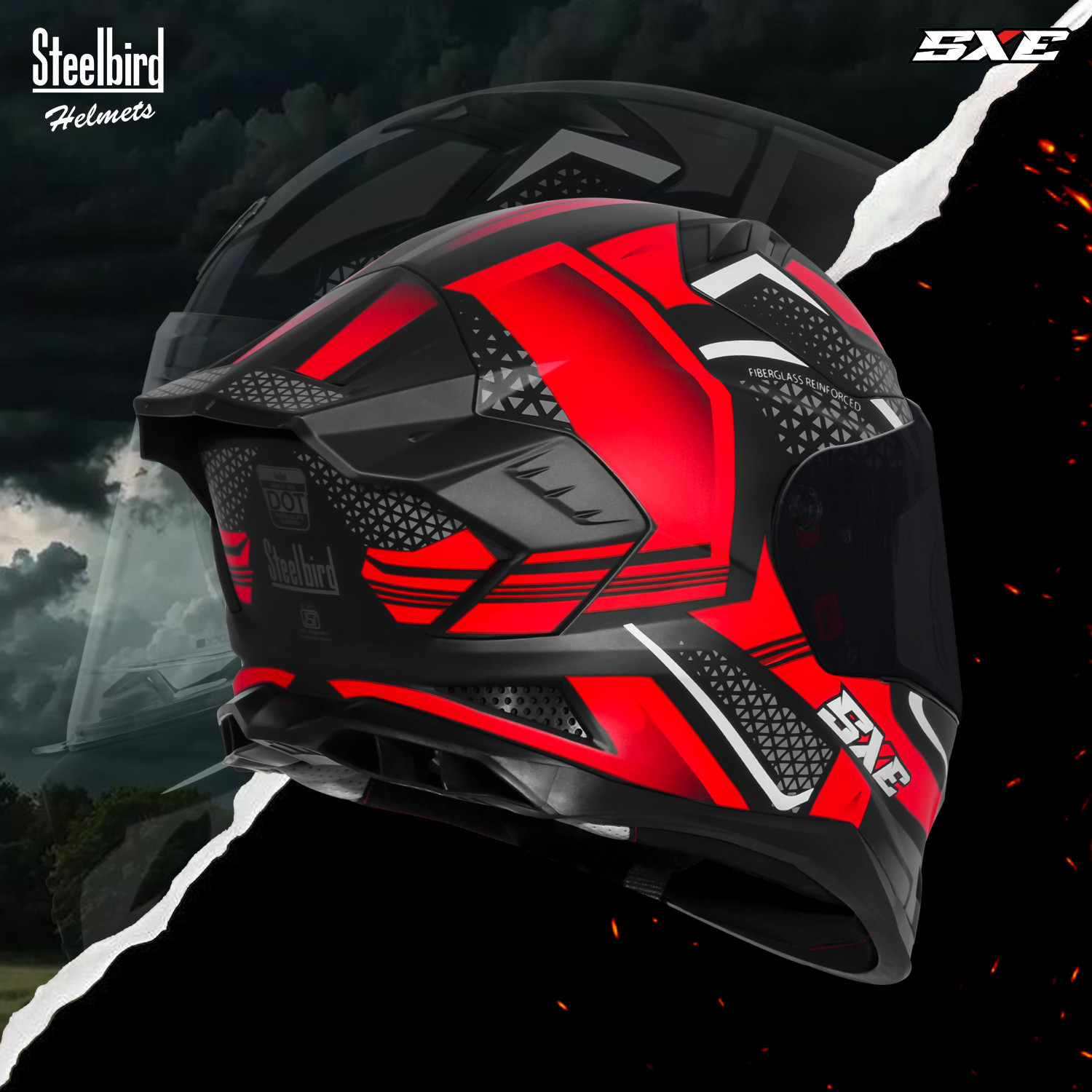 Image of Steelbird SBH-61 SXE X5 ISI and Dot Certified Full Face Graphic Helmet for Men Motorbike Helmet