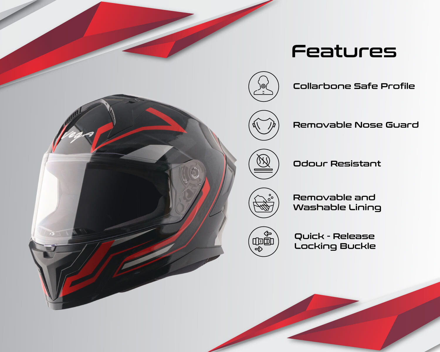 Image of VEGA Sonic Shadow Motorbike Helmet
