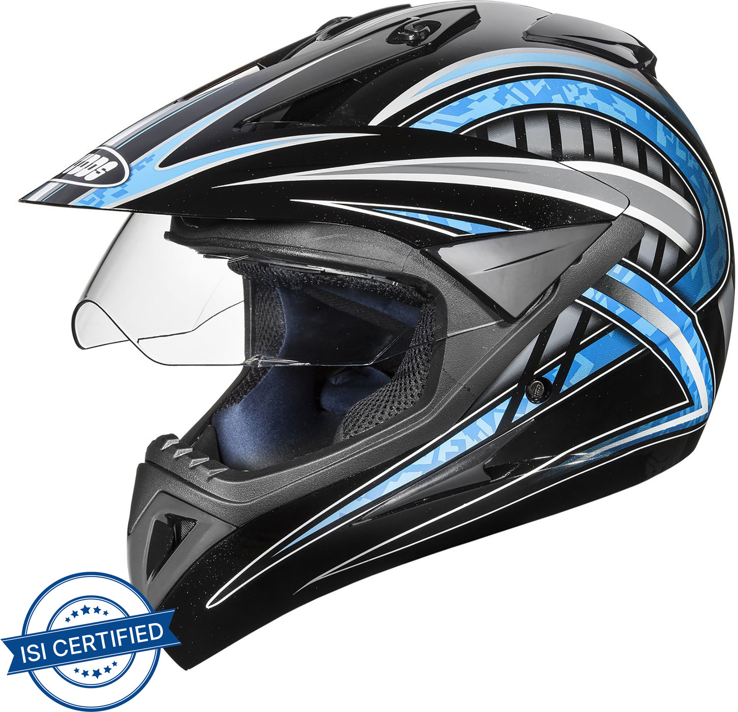 Image of STUDDS Motocross D2 with Visor Motorbike Helmet (Black)